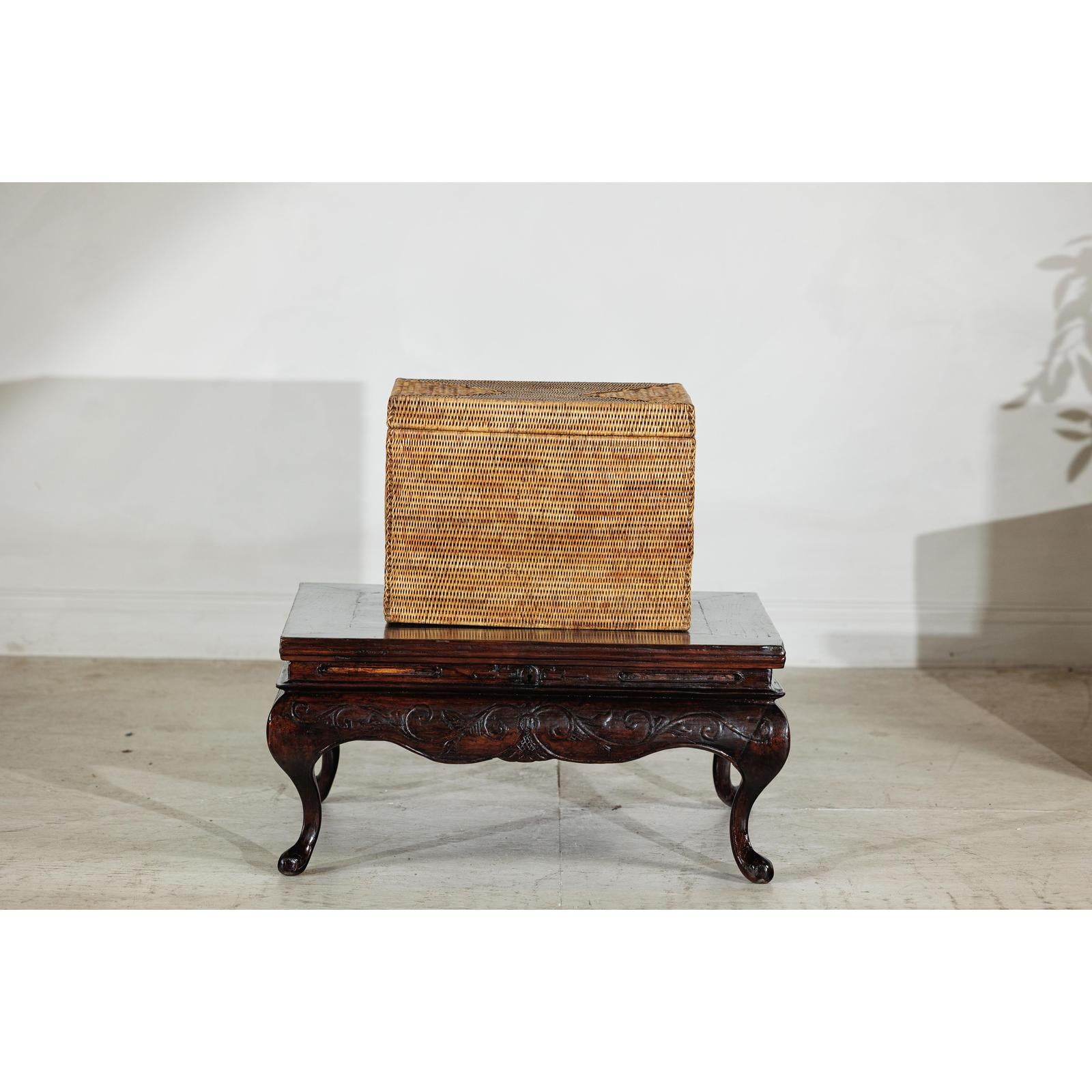 Vintage Handwoven Rattan Storage Box with Removable Lid in Country Style-2. Asian &amp; Chinese Furniture, Art, Antiques, Vintage Home Décor for sale at FEA Home