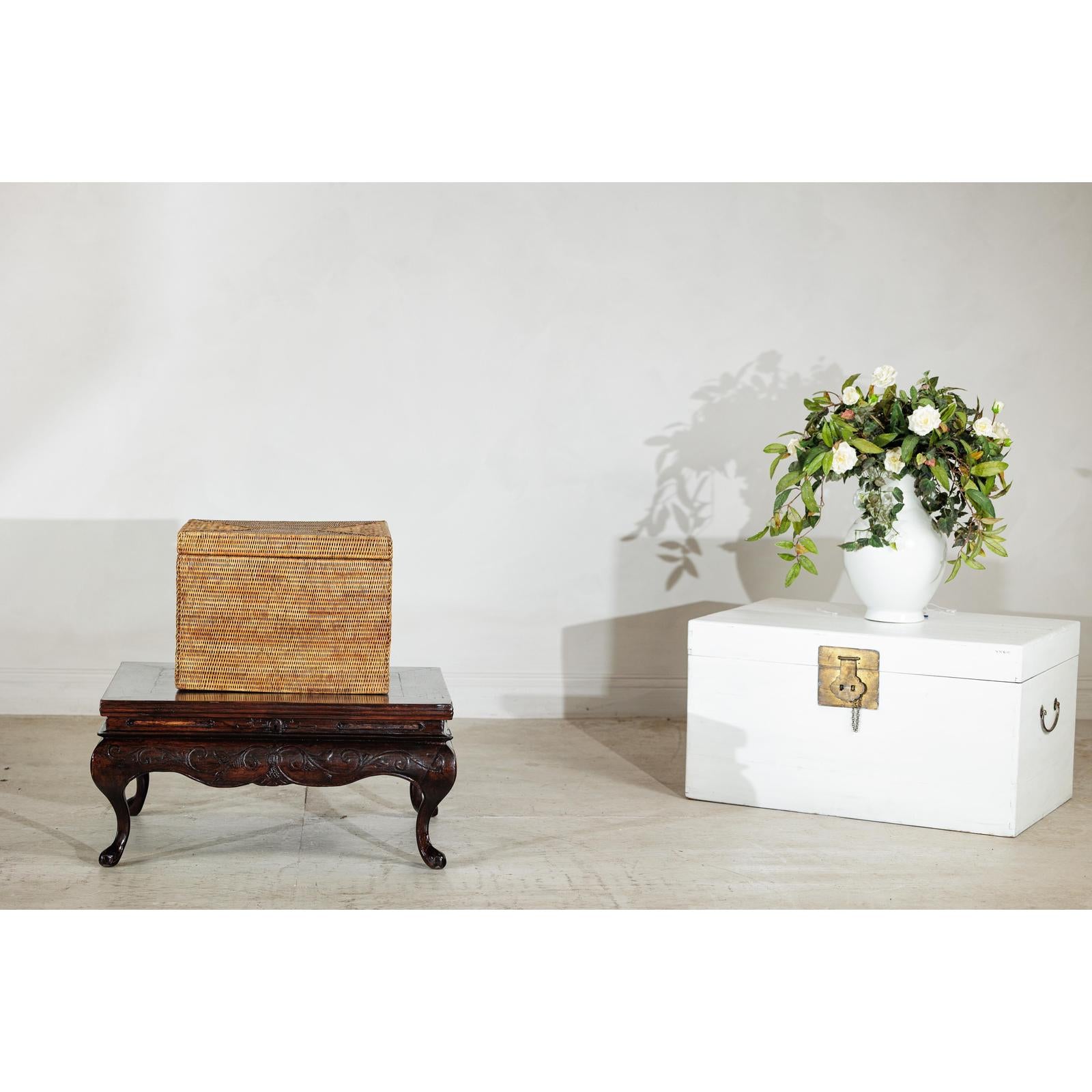 Vintage Handwoven Rattan Storage Box with Removable Lid in Country Style-3. Asian &amp; Chinese Furniture, Art, Antiques, Vintage Home Décor for sale at FEA Home