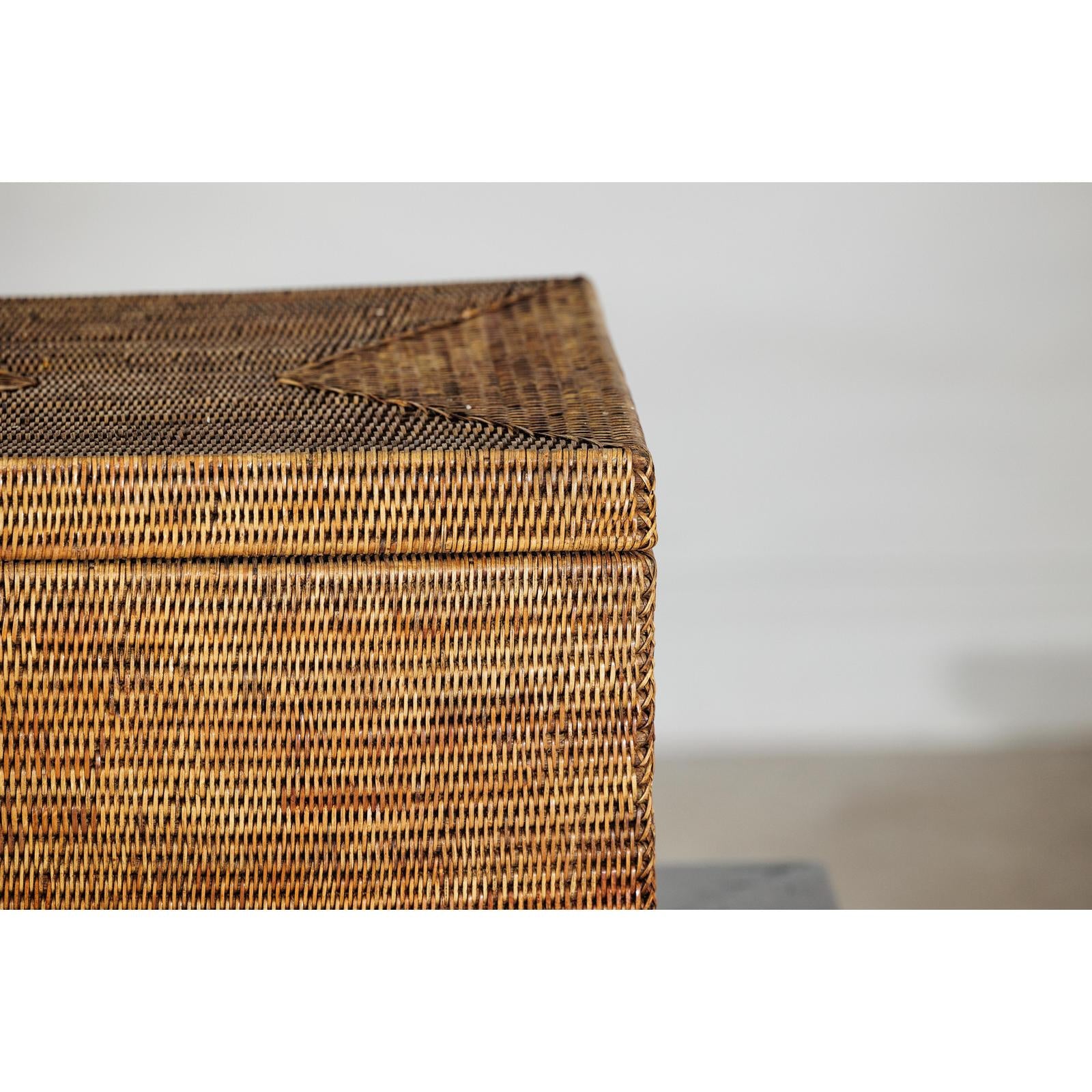 Vintage Handwoven Rattan Storage Box with Removable Lid in Country Style-6. Asian &amp; Chinese Furniture, Art, Antiques, Vintage Home Décor for sale at FEA Home