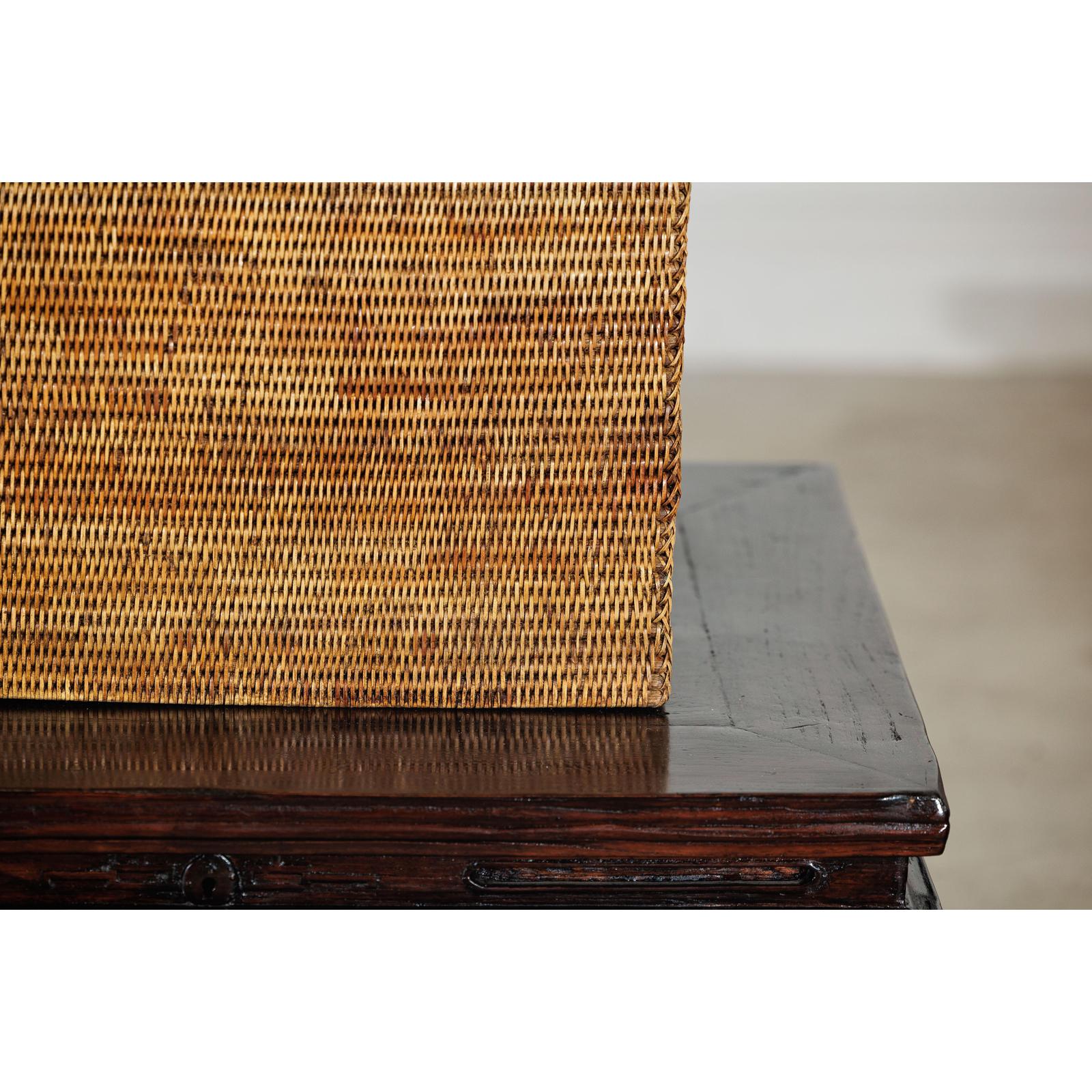 Vintage Handwoven Rattan Storage Box with Removable Lid in Country Style-7. Asian &amp; Chinese Furniture, Art, Antiques, Vintage Home Décor for sale at FEA Home