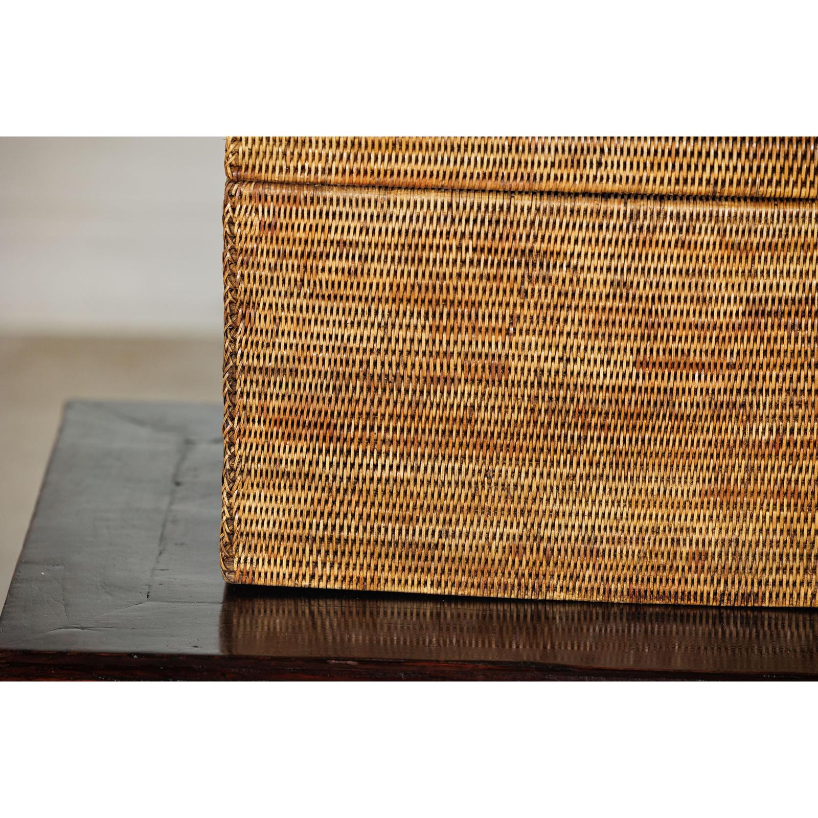 Vintage Handwoven Rattan Storage Box with Removable Lid in Country Style-8. Asian &amp; Chinese Furniture, Art, Antiques, Vintage Home Décor for sale at FEA Home