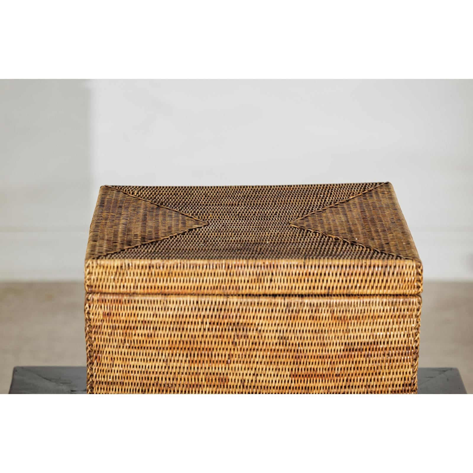 Vintage Handwoven Rattan Storage Box with Removable Lid in Country Style-9. Asian &amp; Chinese Furniture, Art, Antiques, Vintage Home Décor for sale at FEA Home