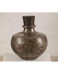 Vintage Indian hammered metal water vessel, view 10