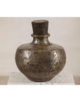 Vintage Indian hammered metal water vessel, view 11