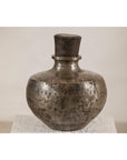 Vintage Indian hammered metal water vessel, view 9