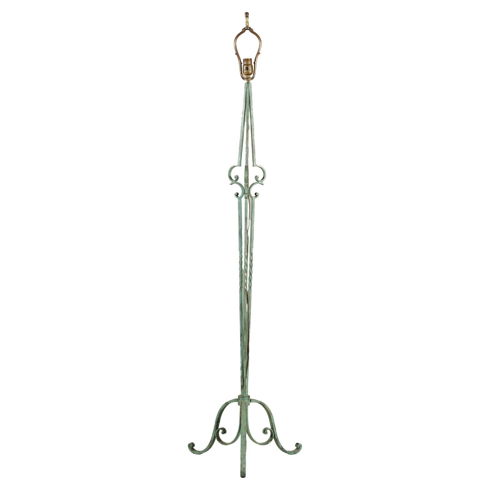 Vintage Iron Floor Lamp with Scrolled Base - image 1