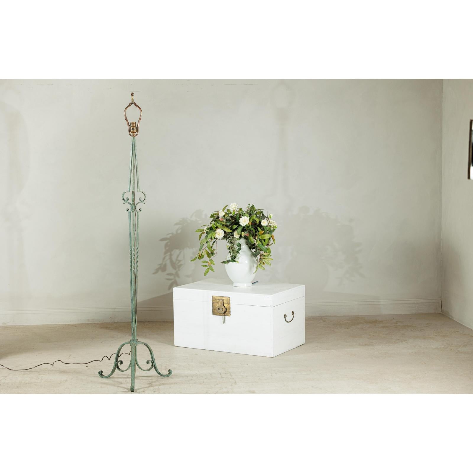 Vintage Iron Floor Lamp with Scrolled Base - image 10