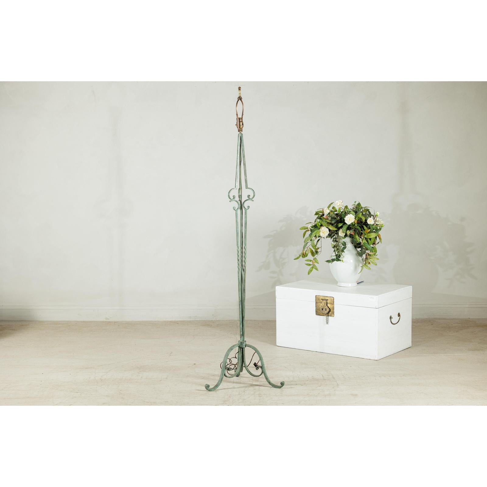 Vintage Iron Floor Lamp with Scrolled Base - image 11