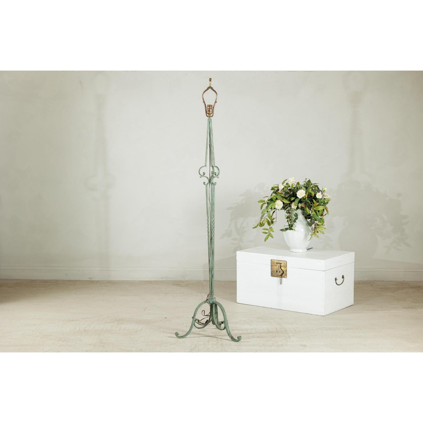 Vintage Iron Floor Lamp with Scrolled Base - image 12