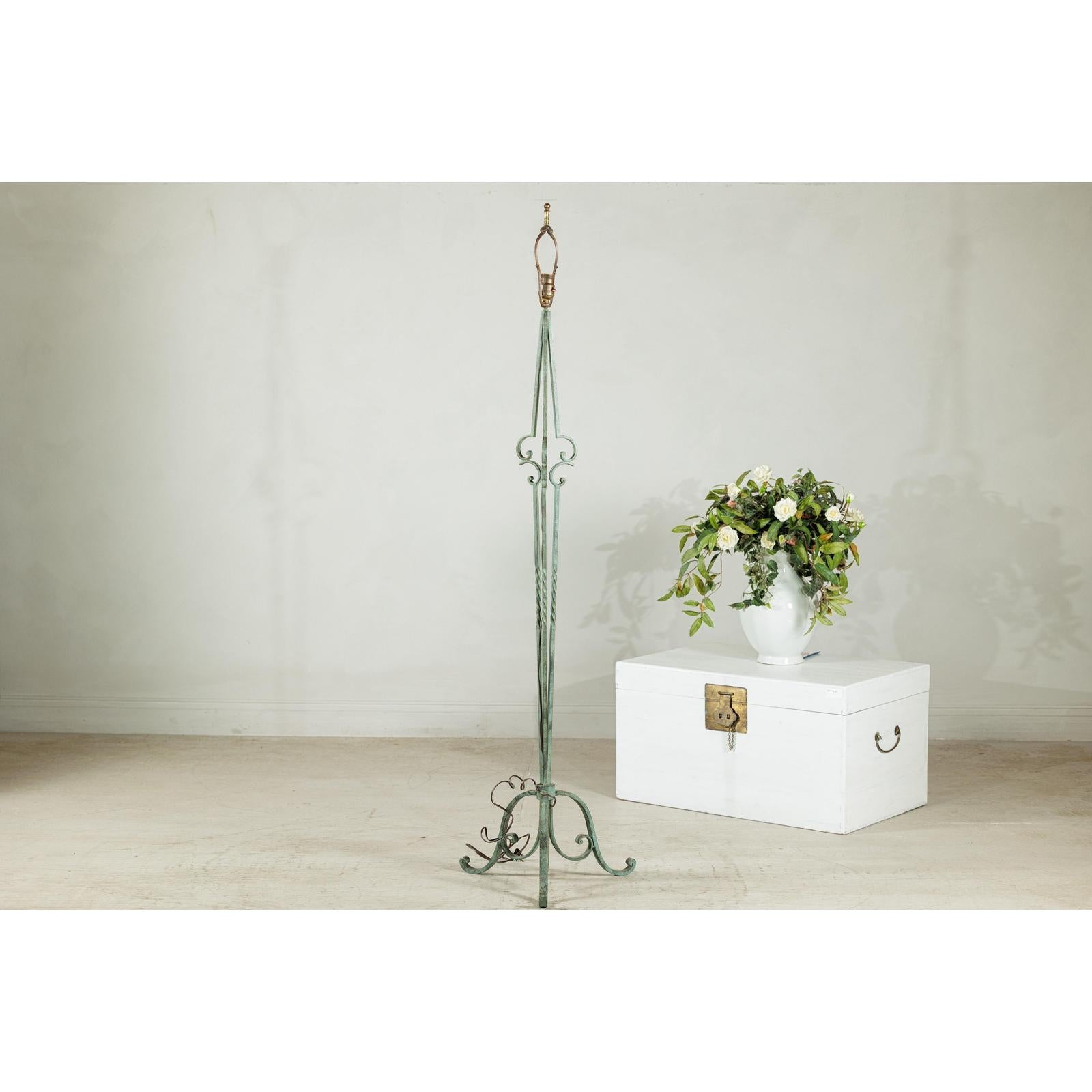 Vintage Iron Floor Lamp with Scrolled Base - image 13