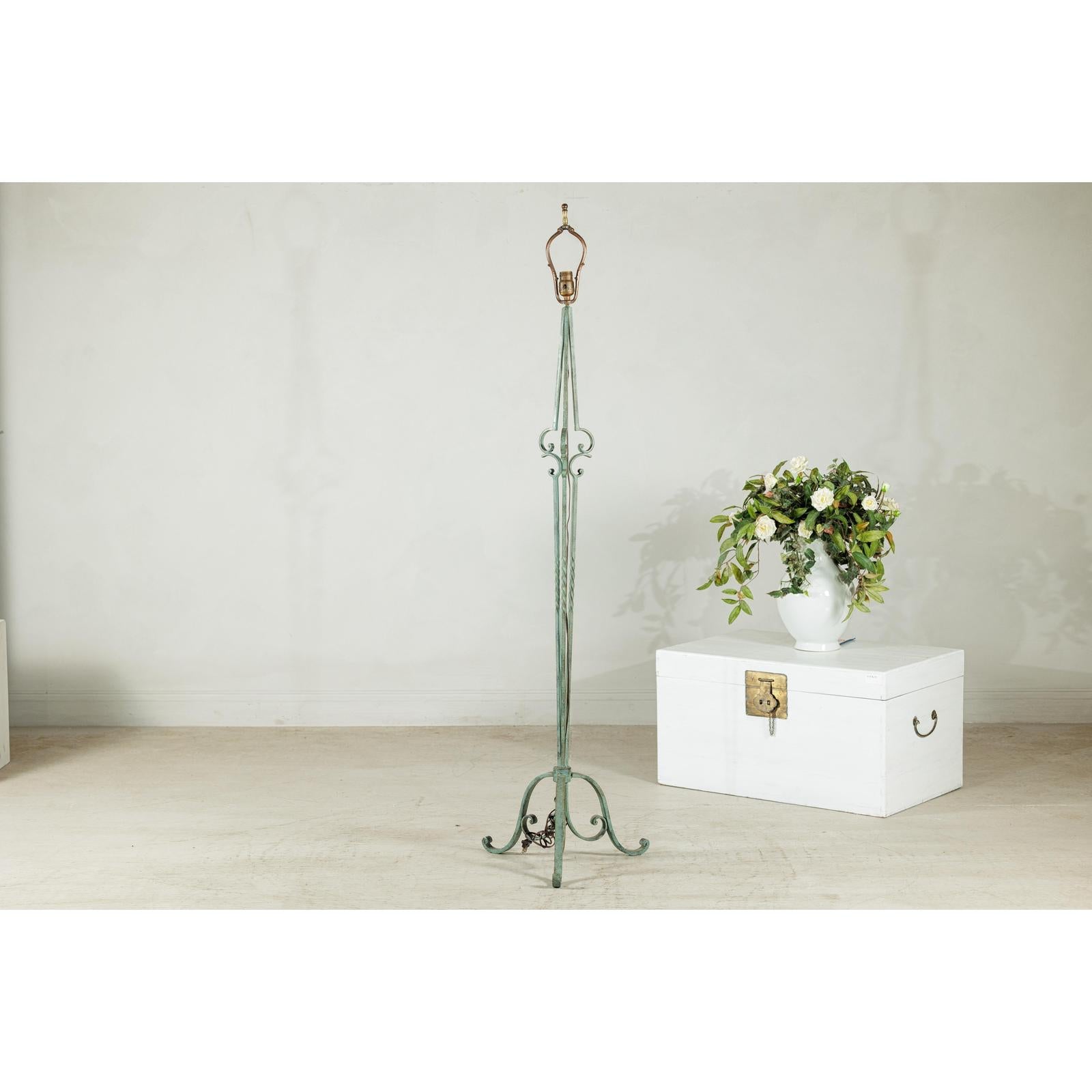 Vintage Iron Floor Lamp with Scrolled Base - image 14