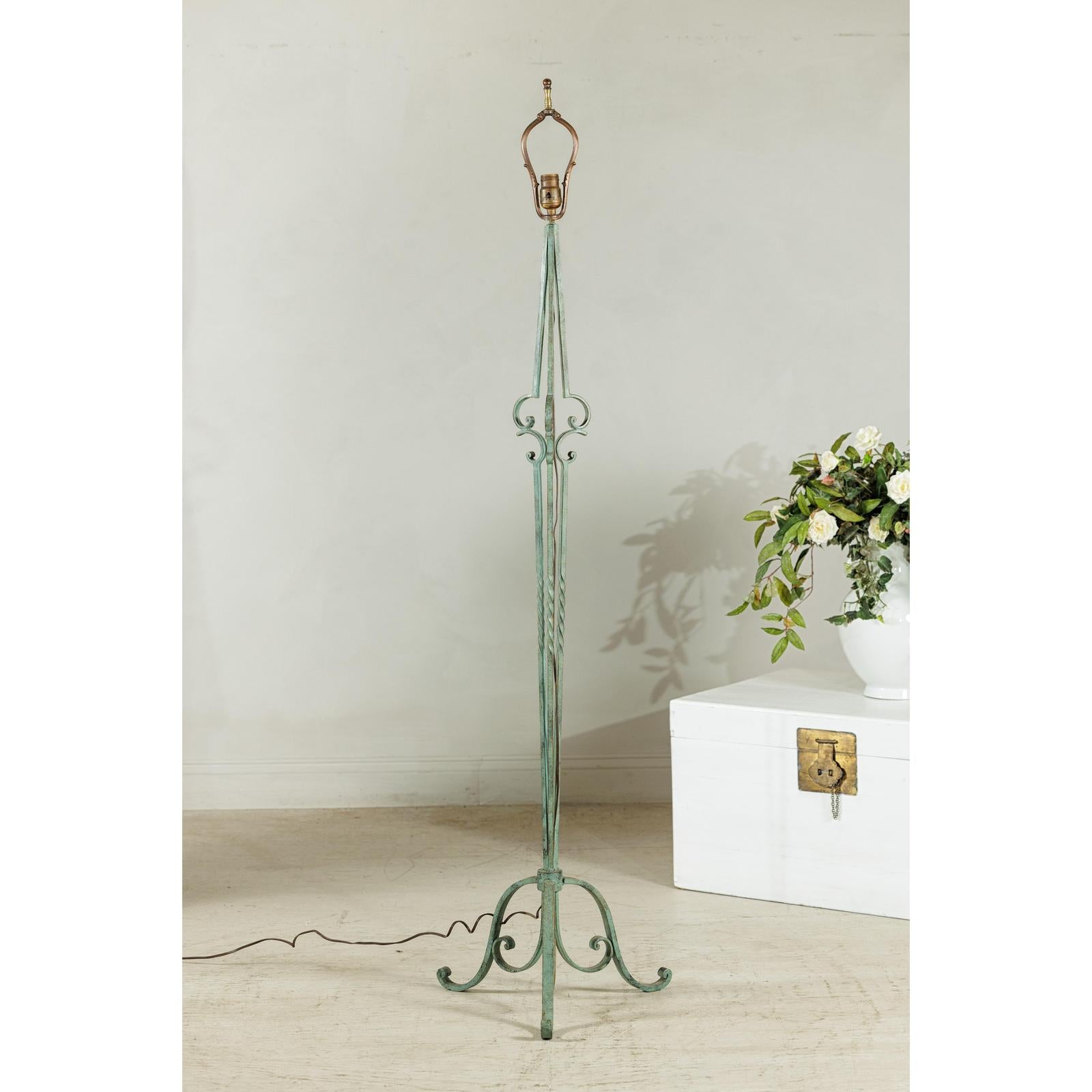 Vintage Iron Floor Lamp with Scrolled Base - image 4
