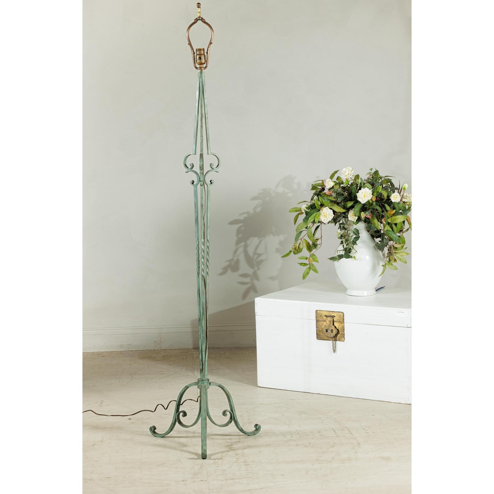 Vintage Iron Floor Lamp with Scrolled Base - image 5