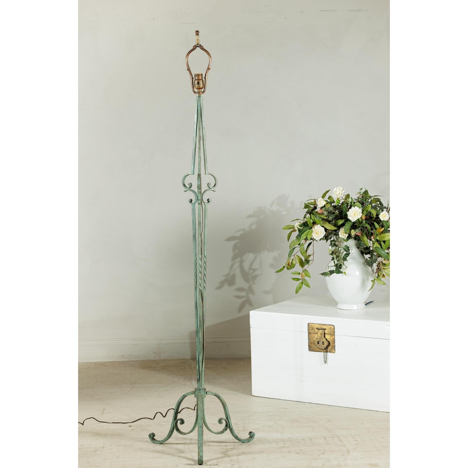 Vintage Iron Floor Lamp with Scrolled Base - image 6