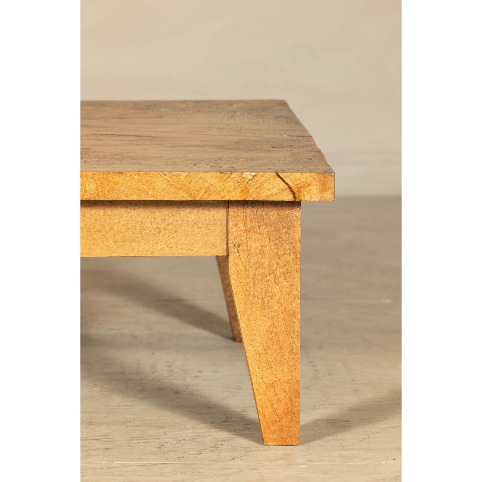 Vintage Mango Wood Coffee Table with Drawer and Tapered Legs-6. Asian &amp; Chinese Furniture, Art, Antiques, Vintage Home Décor for sale at FEA Home