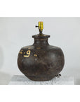 Vintage Metal Jug Converted to a Lamp with Painted Script