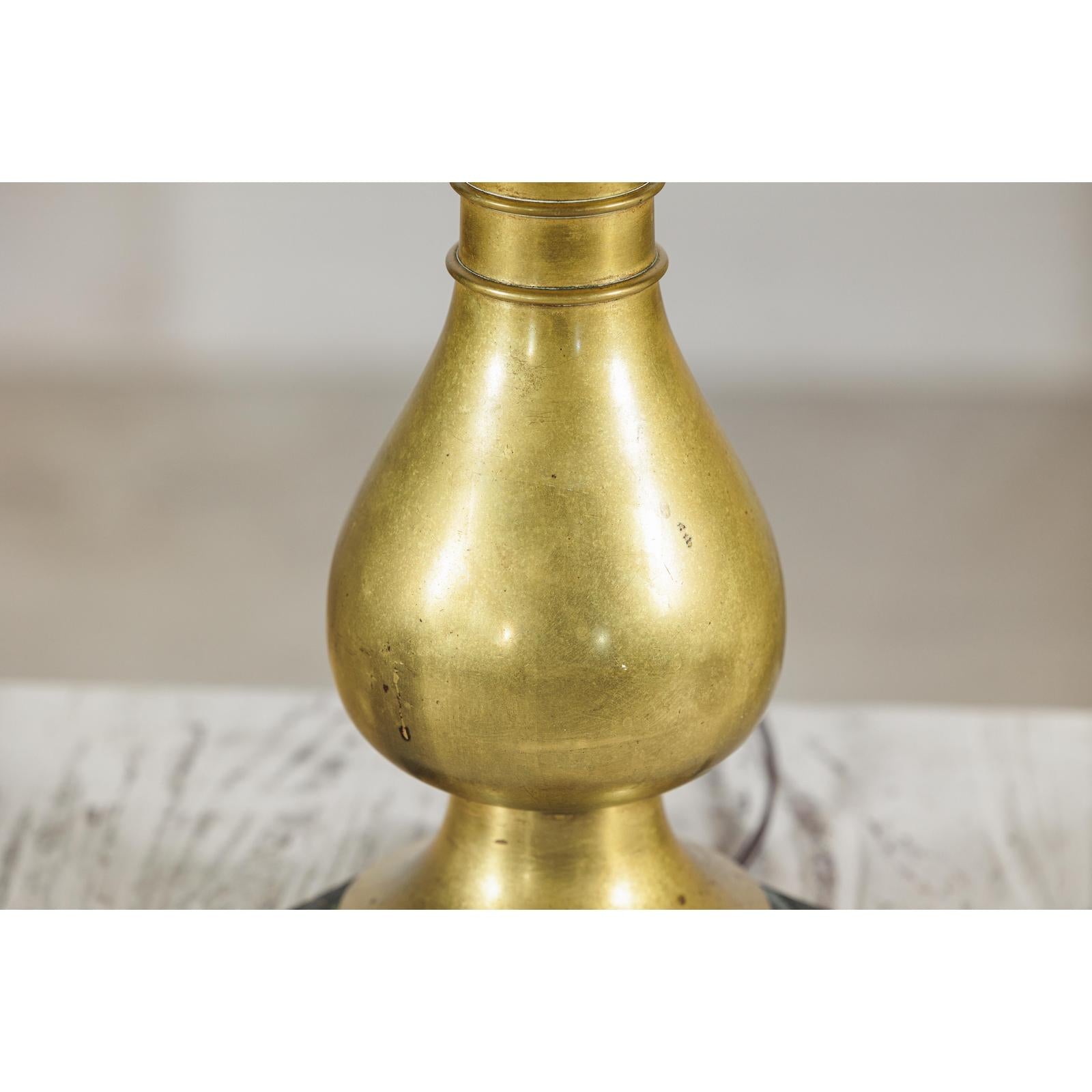Vintage Midcentury Brass Balluster Table Lamp on Marble Base - image 12
