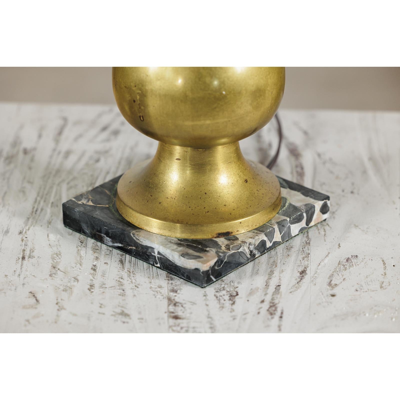 Vintage Midcentury Brass Balluster Table Lamp on Marble Base - image 13