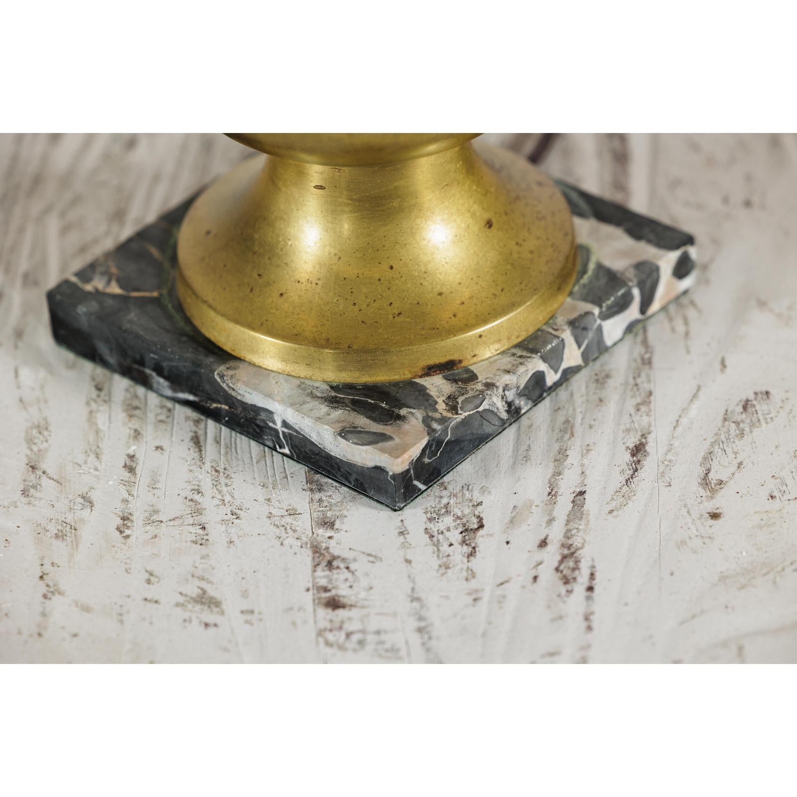 Vintage Midcentury Brass Balluster Table Lamp on Marble Base - image 14