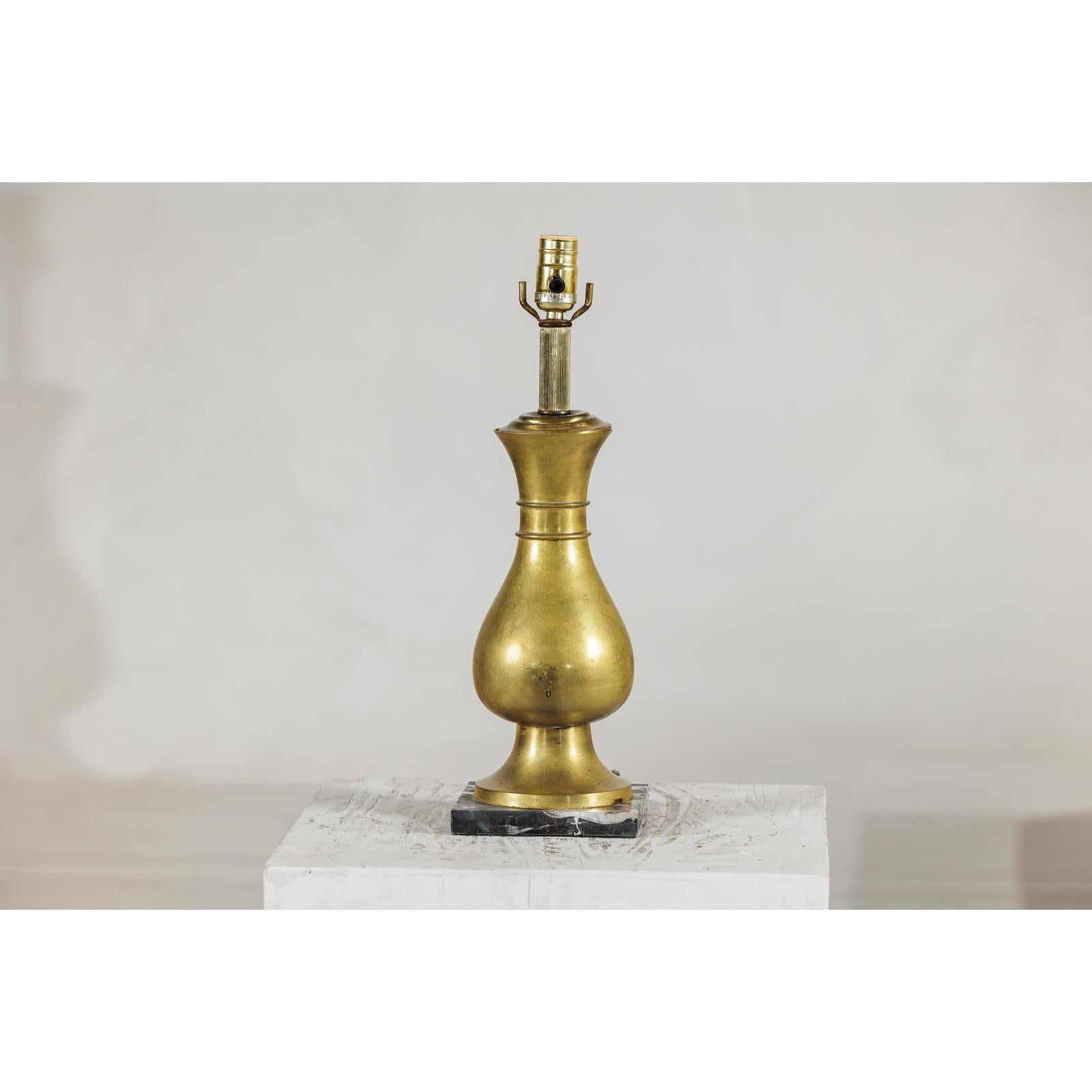 Vintage Midcentury Brass Balluster Table Lamp on Marble Base - image 17