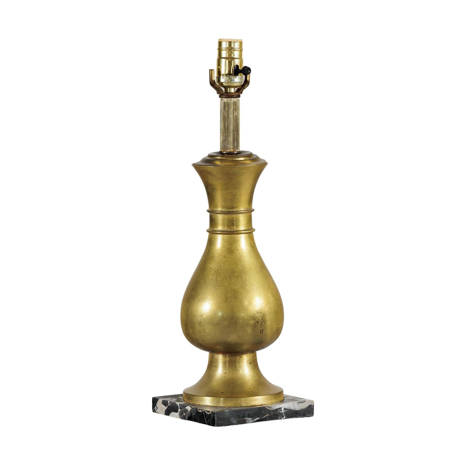 Vintage Midcentury Brass Balluster Table Lamp on Marble Base - image 18