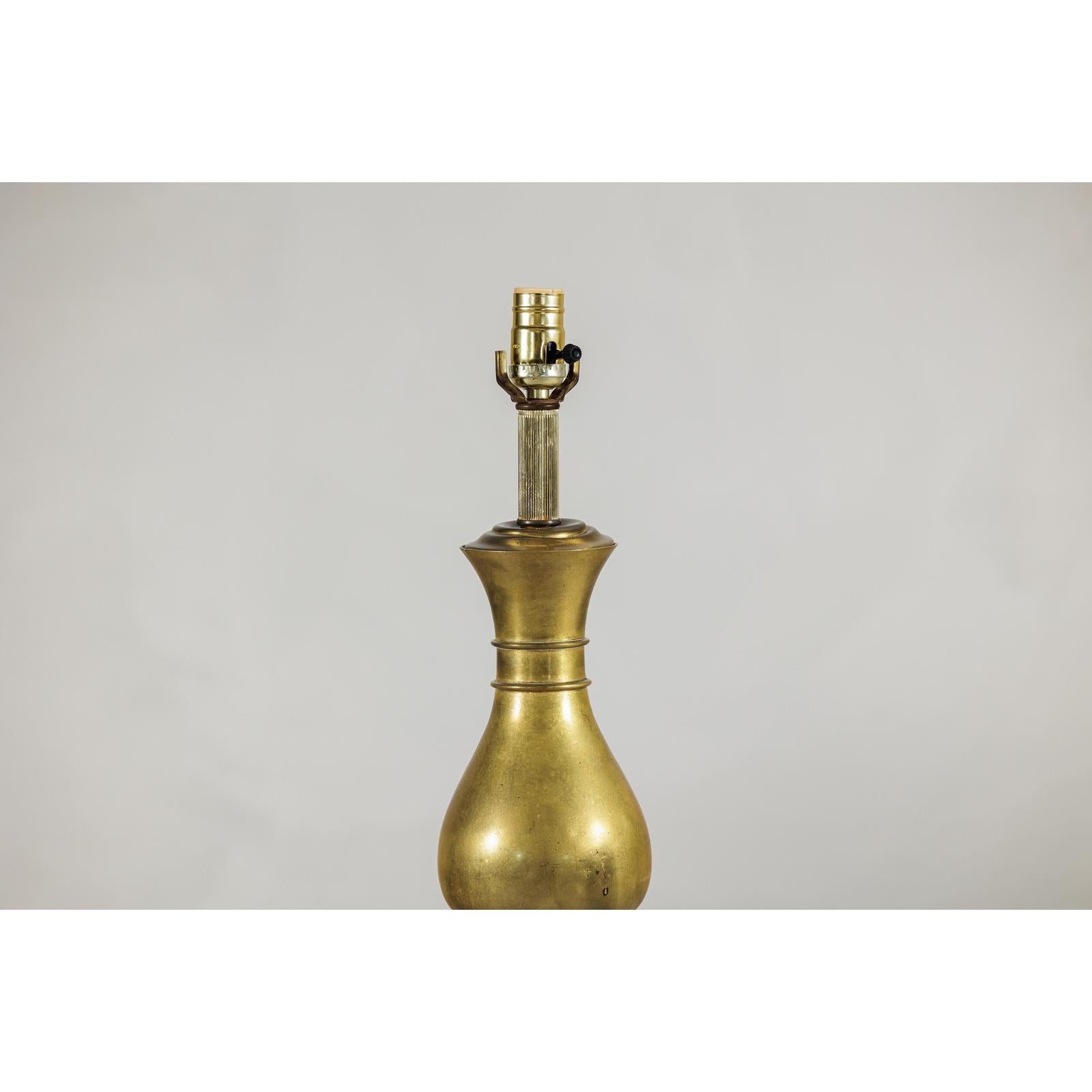 Vintage Midcentury Brass Balluster Table Lamp on Marble Base - image 5