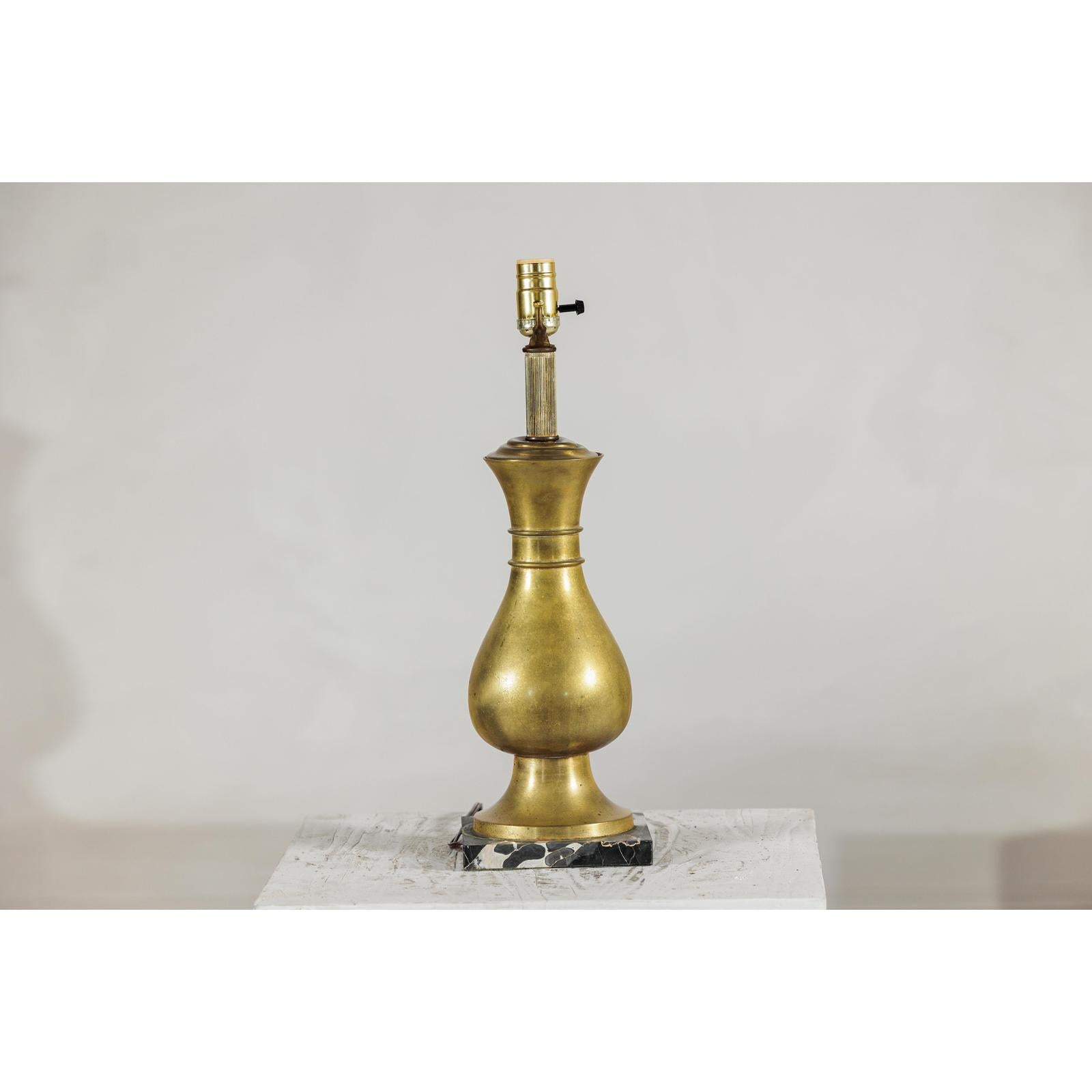 Vintage Midcentury Brass Balluster Table Lamp on Marble Base - image 7