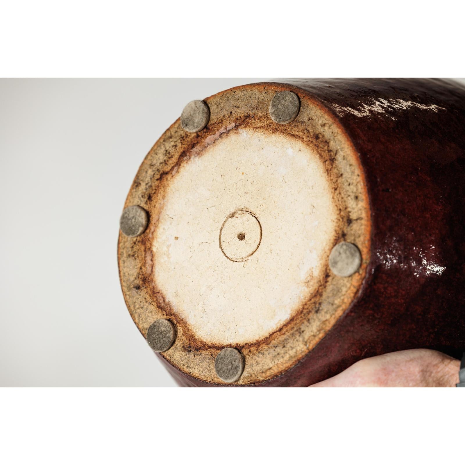 Vintage Oxblood Glazed Ceramic Planter with Flared Rim-13. Asian &amp; Chinese Furniture, Art, Antiques, Vintage Home Décor for sale at FEA Home