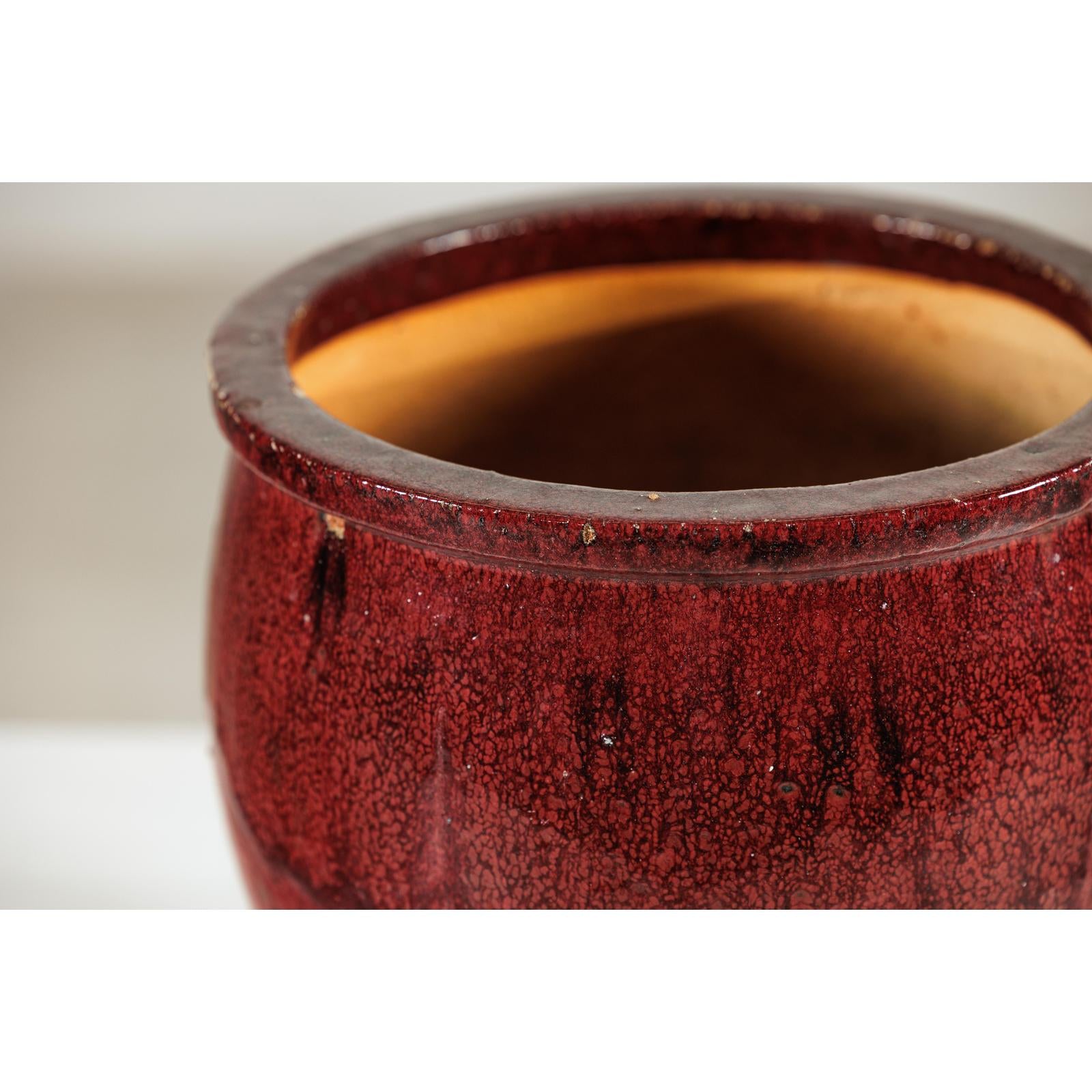 Vintage Oxblood Glazed Ceramic Planter with Flared Rim-6. Asian &amp; Chinese Furniture, Art, Antiques, Vintage Home Décor for sale at FEA Home