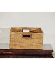 Vintage Rectangular Handwoven Rattan Basket with Side Handles