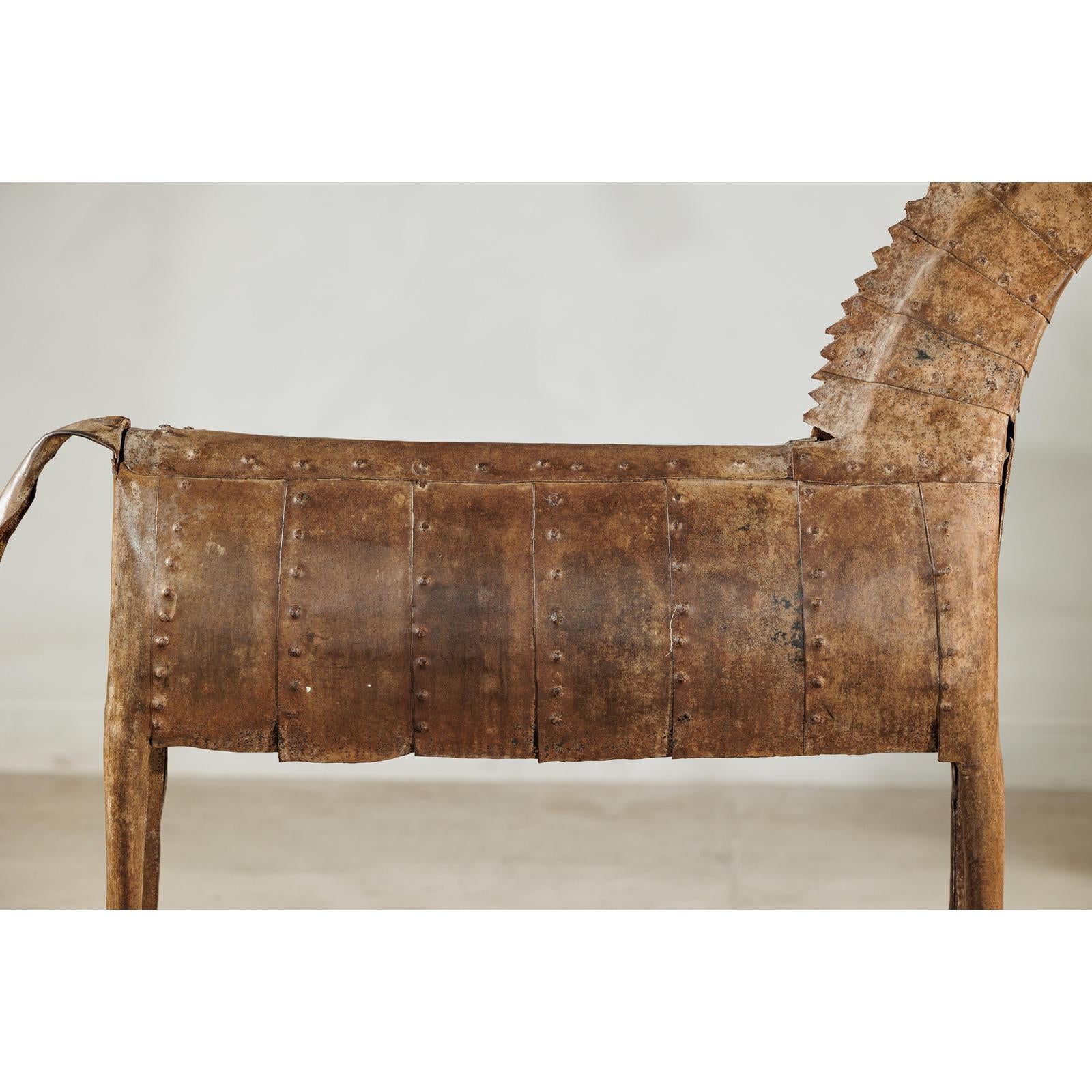 Vintage Riveted Iron Horse Sculpture with Rustic Patina - image 5