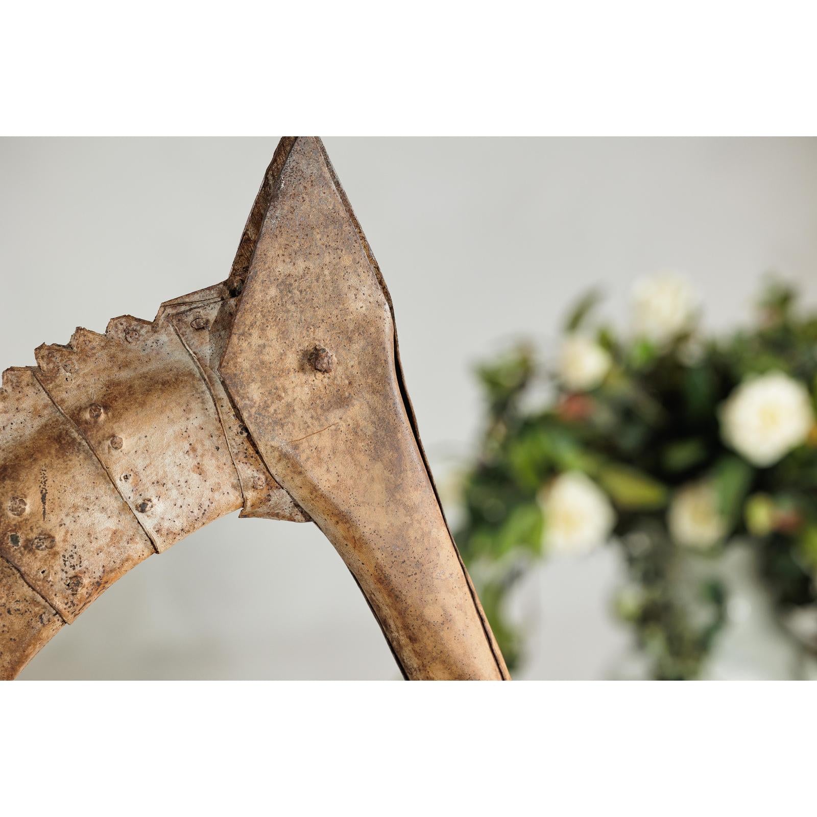 Vintage Riveted Iron Horse Sculpture with Rustic Patina - image 8