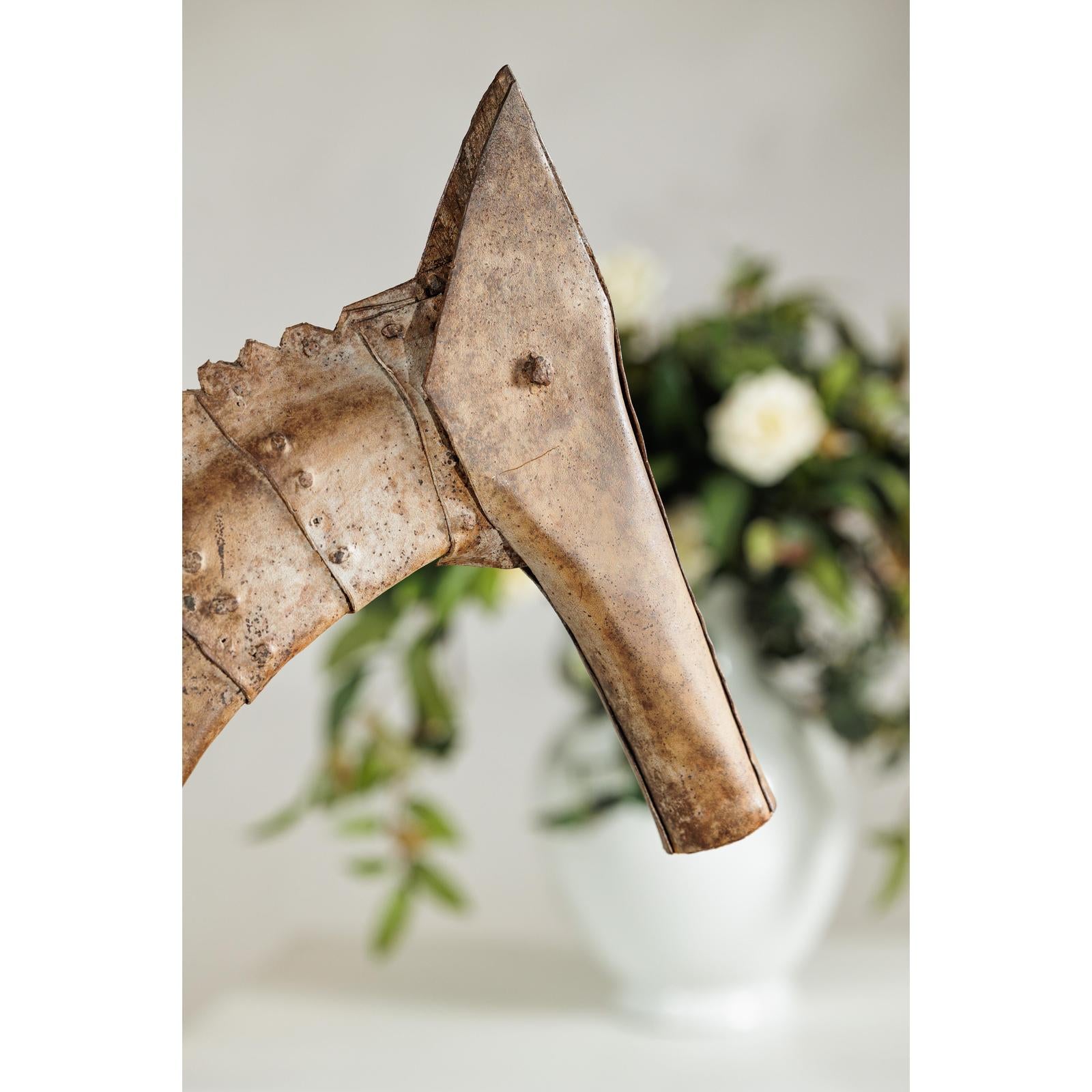 Vintage Riveted Iron Horse Sculpture with Rustic Patina - image 9