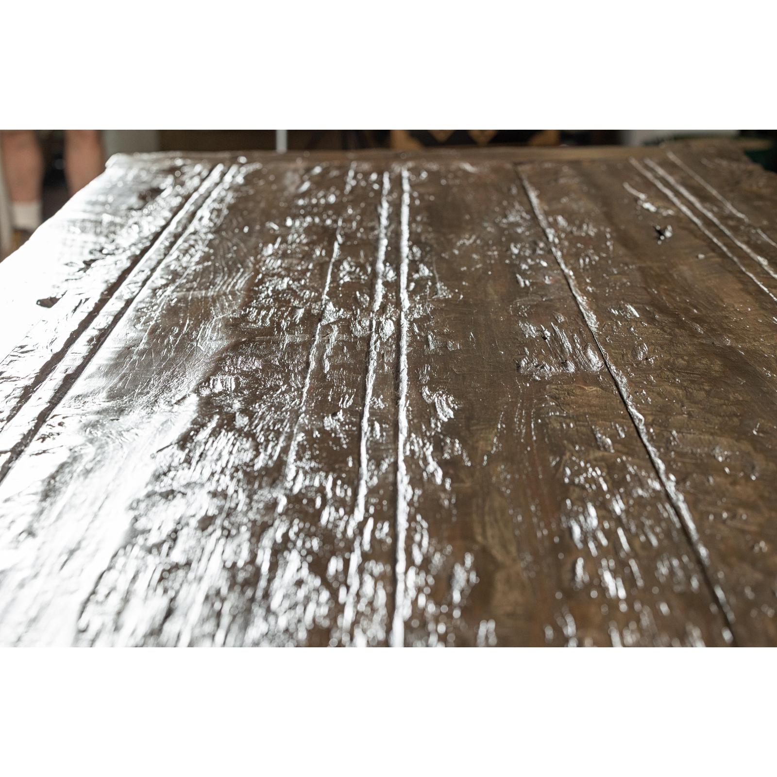 Vintage Rustic Reclaimed Teak Table with Distressed Top and Metal Base-16. Asian &amp; Chinese Furniture, Art, Antiques, Vintage Home Décor for sale at FEA Home