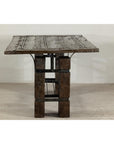 Vintage Rustic Reclaimed Teak Table with Distressed Top and Metal Base-5. Asian & Chinese Furniture, Art, Antiques, Vintage Home Décor for sale at FEA Home
