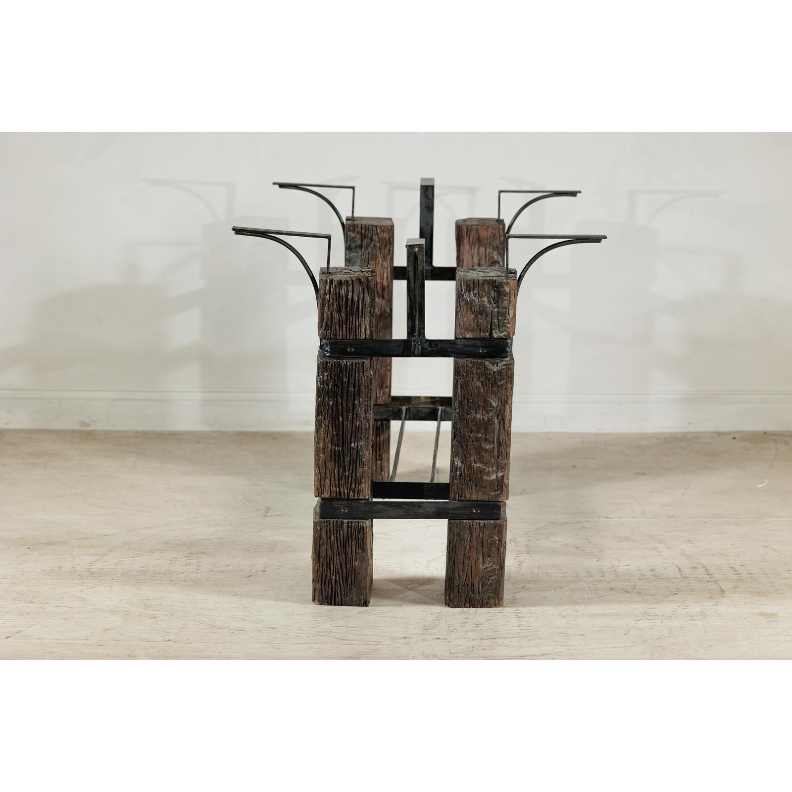 Vintage Rustic Wooden and Iron Table Base with Sculptural Industrial Design-13. Asian &amp; Chinese Furniture, Art, Antiques, Vintage Home Décor for sale at FEA Home