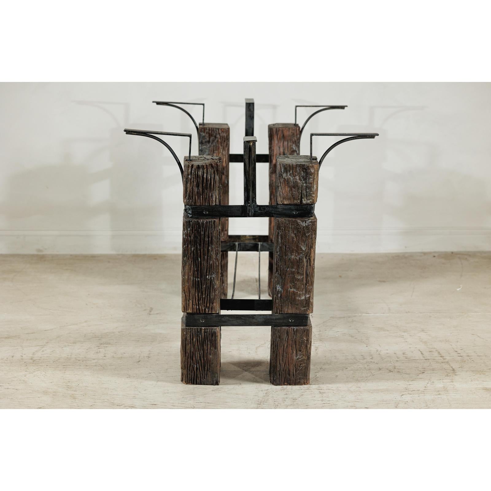 Vintage Rustic Wooden and Iron Table Base with Sculptural Industrial Design-14. Asian &amp; Chinese Furniture, Art, Antiques, Vintage Home Décor for sale at FEA Home