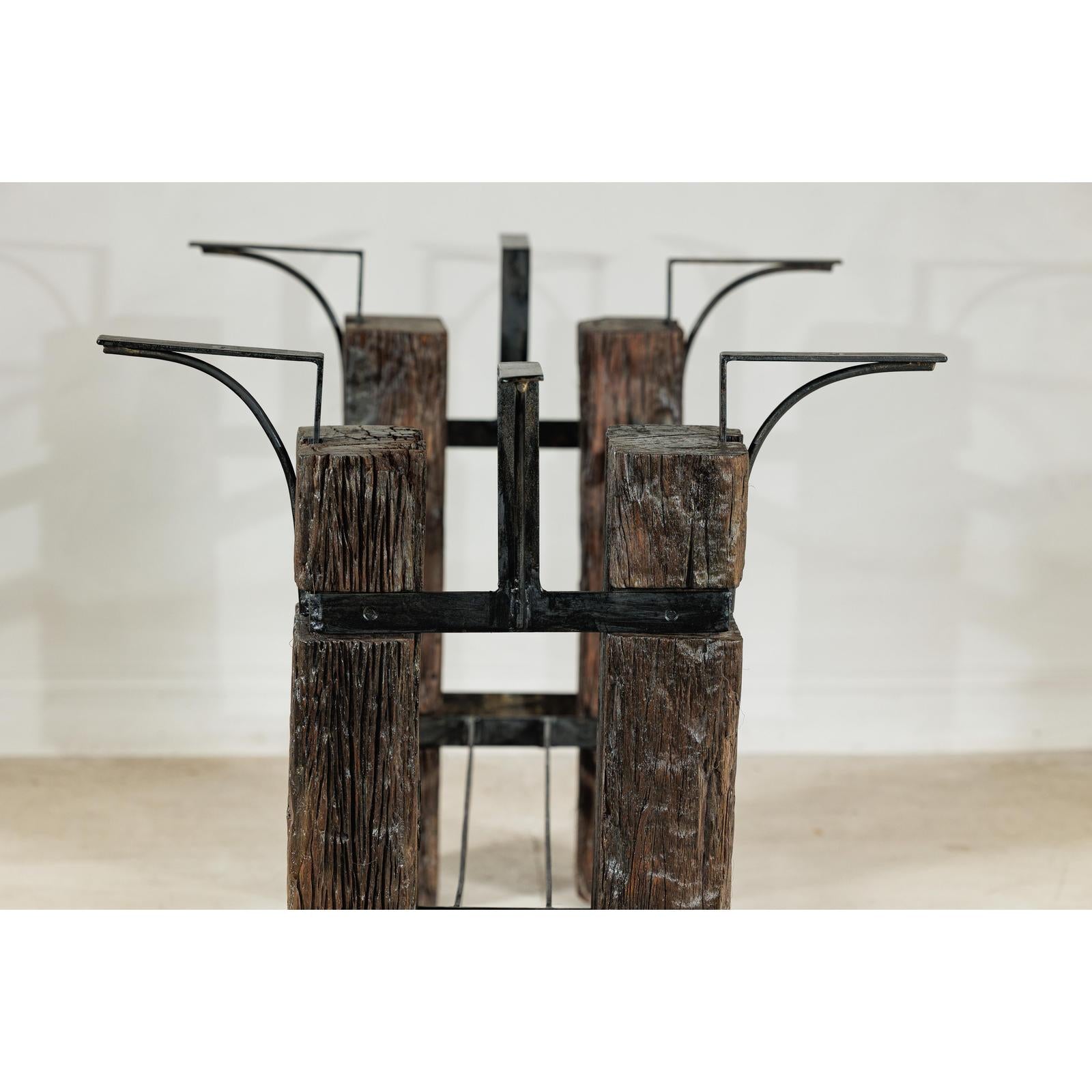 Vintage Rustic Wooden and Iron Table Base with Sculptural Industrial Design-15. Asian &amp; Chinese Furniture, Art, Antiques, Vintage Home Décor for sale at FEA Home