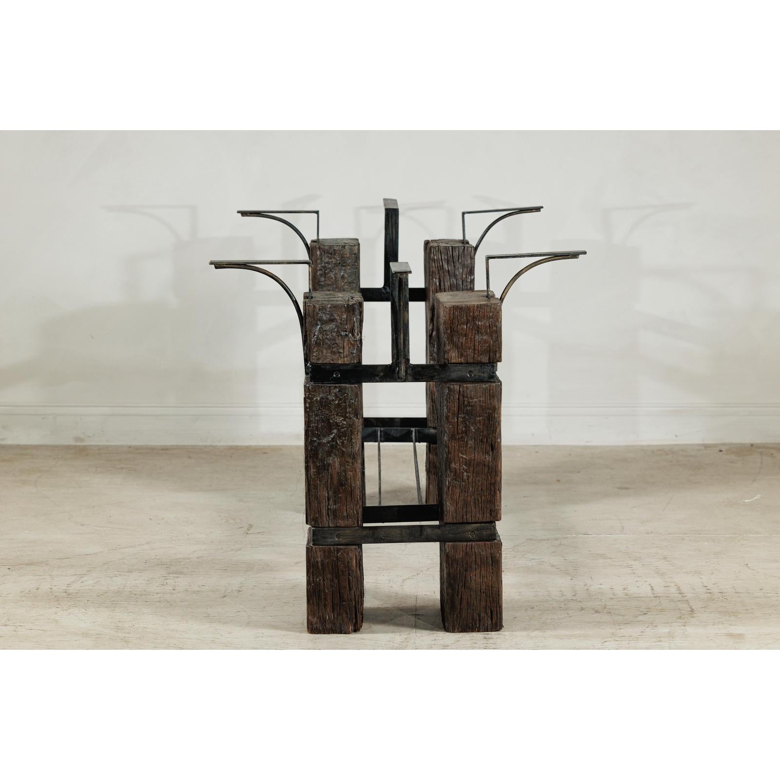 Vintage Rustic Wooden and Iron Table Base with Sculptural Industrial Design-17. Asian &amp; Chinese Furniture, Art, Antiques, Vintage Home Décor for sale at FEA Home