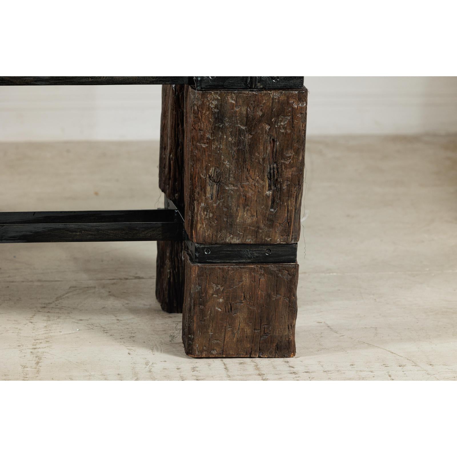 Vintage Rustic Wooden and Iron Table Base with Sculptural Industrial Design-7. Asian &amp; Chinese Furniture, Art, Antiques, Vintage Home Décor for sale at FEA Home