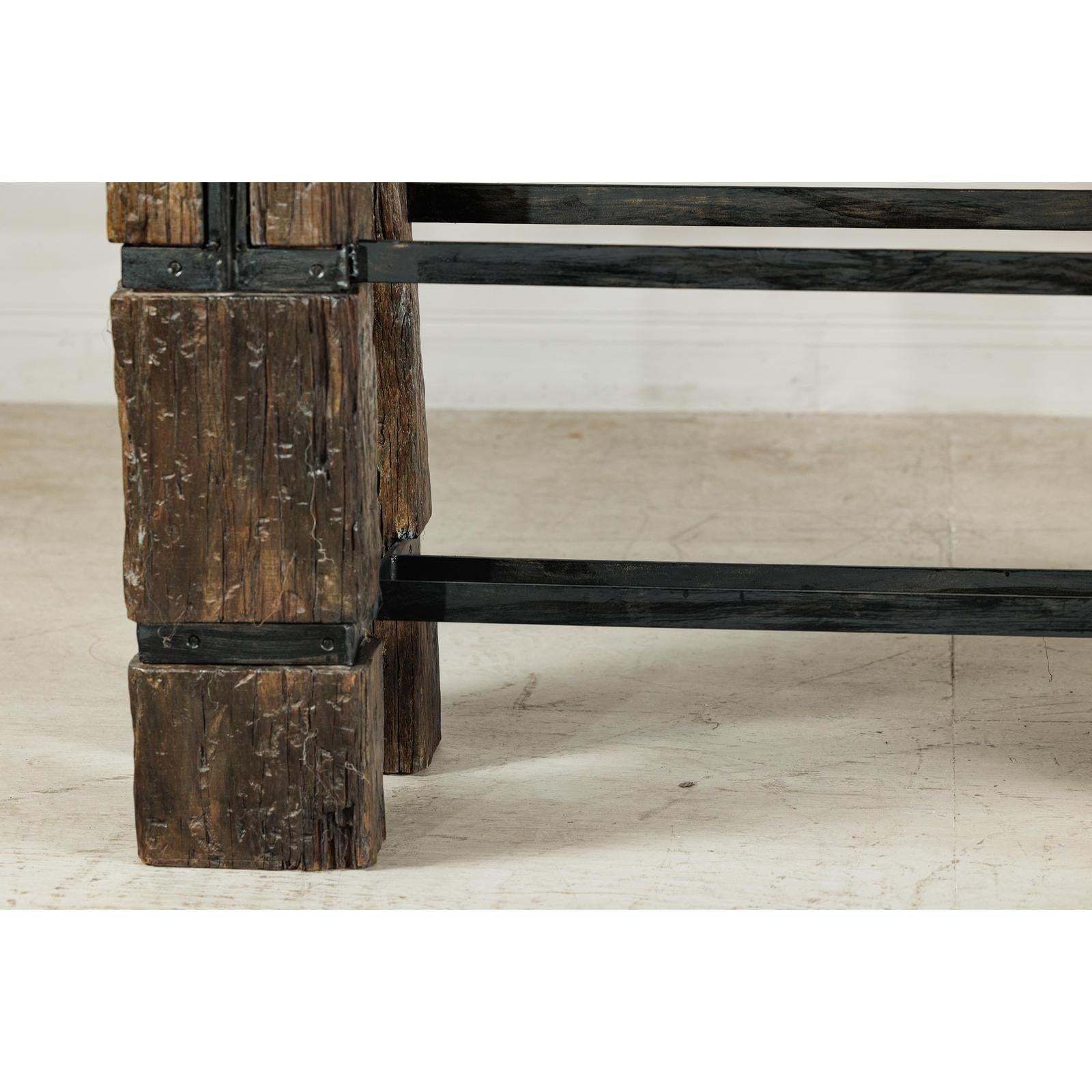 Vintage Rustic Wooden and Iron Table Base with Sculptural Industrial Design-8. Asian &amp; Chinese Furniture, Art, Antiques, Vintage Home Décor for sale at FEA Home