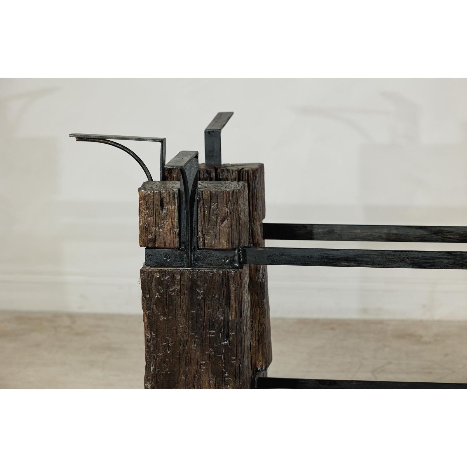 Vintage Rustic Wooden and Iron Table Base with Sculptural Industrial Design-9. Asian &amp; Chinese Furniture, Art, Antiques, Vintage Home Décor for sale at FEA Home