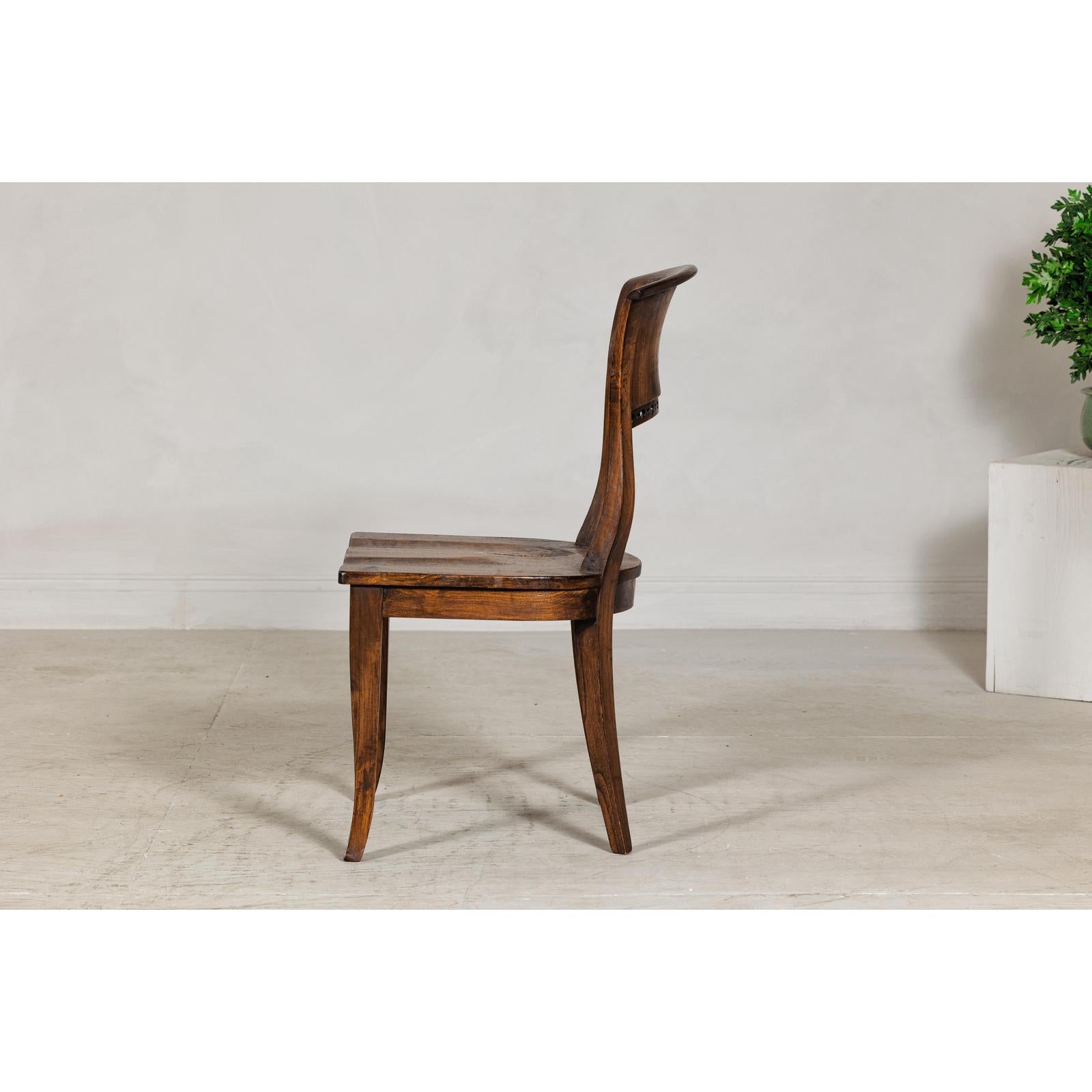 Vintage Sculptural Teak Wood Side Chair with Pierced Back Detail-11. Asian &amp; Chinese Furniture, Art, Antiques, Vintage Home Décor for sale at FEA Home