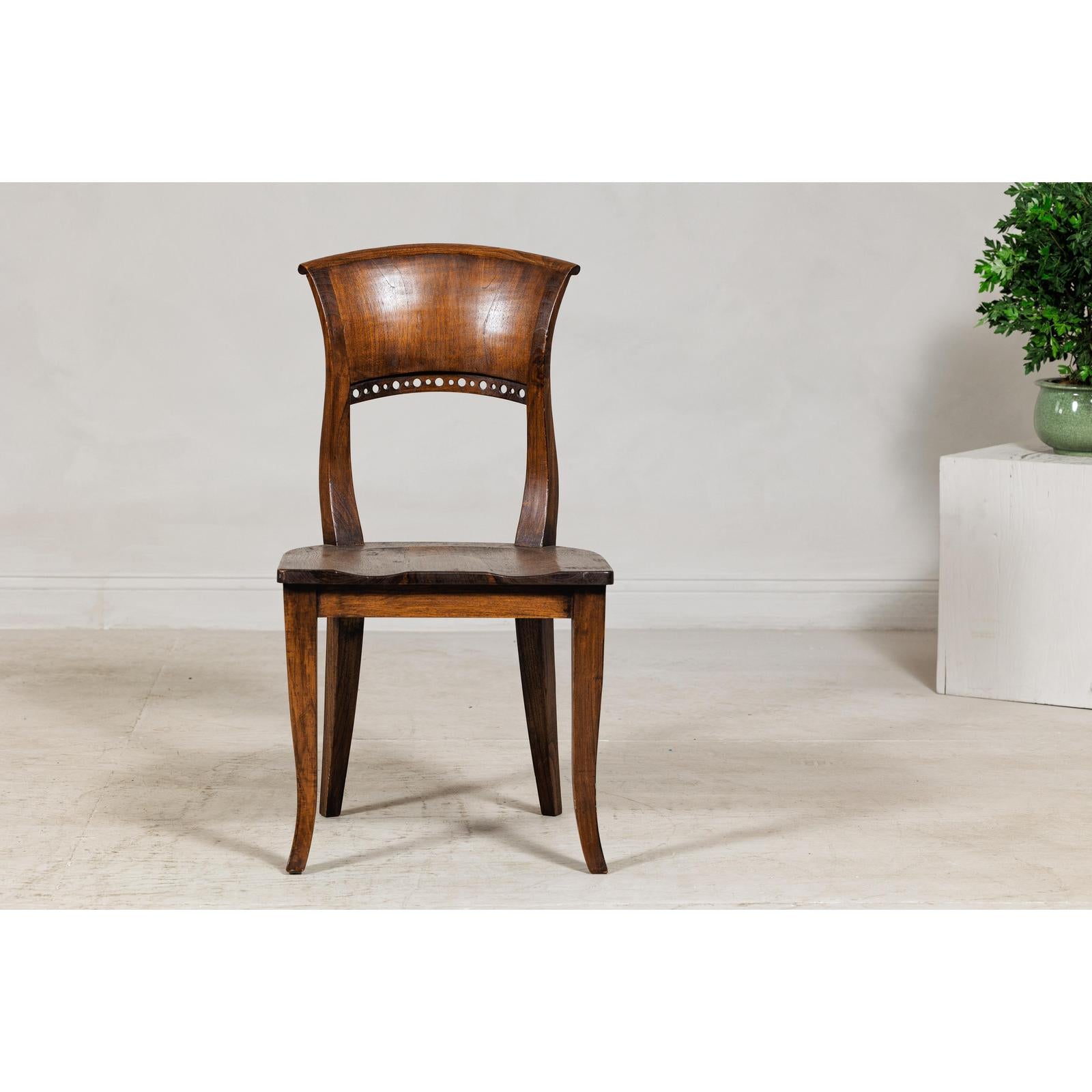Vintage Sculptural Teak Wood Side Chair with Pierced Back Detail-13. Asian &amp; Chinese Furniture, Art, Antiques, Vintage Home Décor for sale at FEA Home