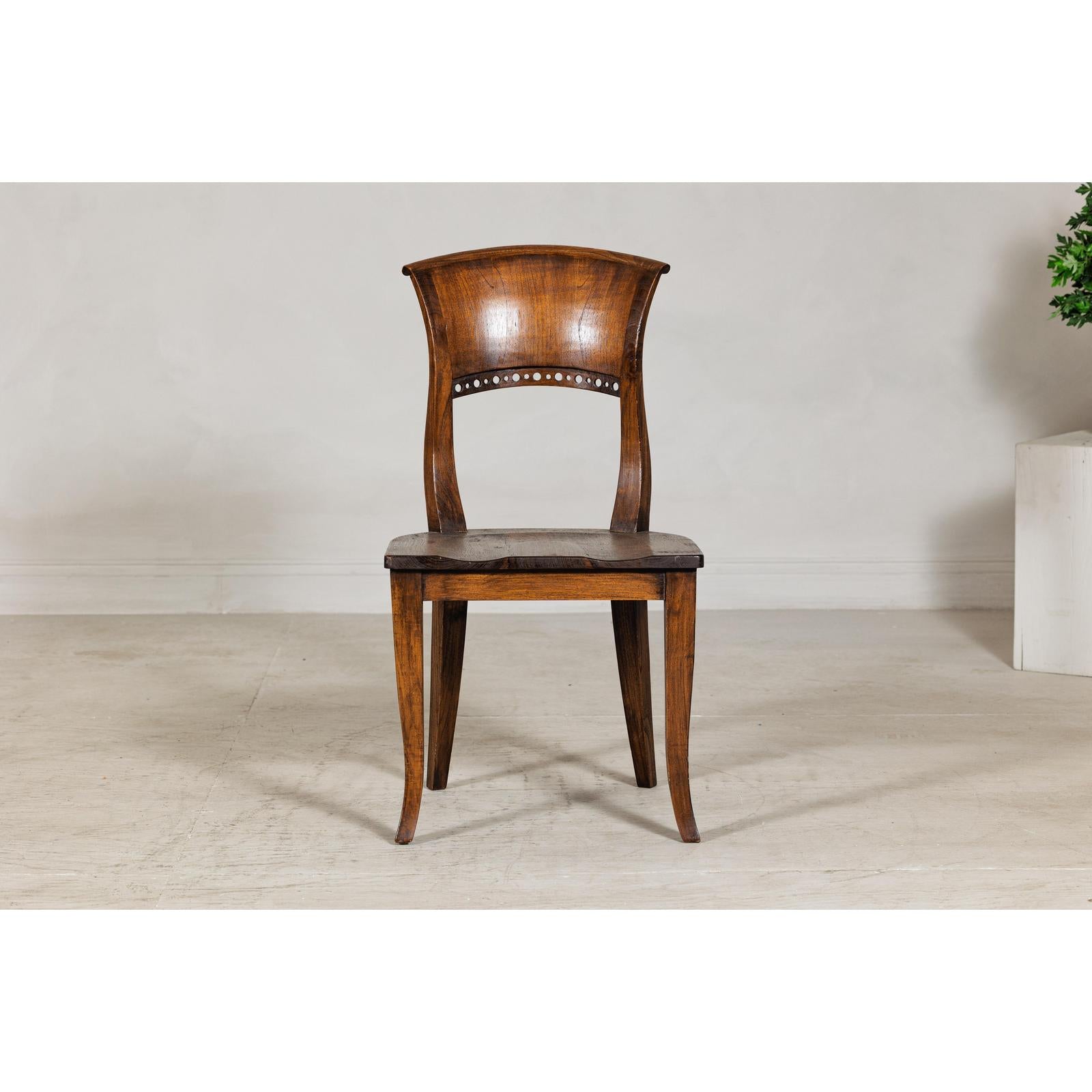 Vintage Sculptural Teak Wood Side Chair with Pierced Back Detail-4. Asian &amp; Chinese Furniture, Art, Antiques, Vintage Home Décor for sale at FEA Home