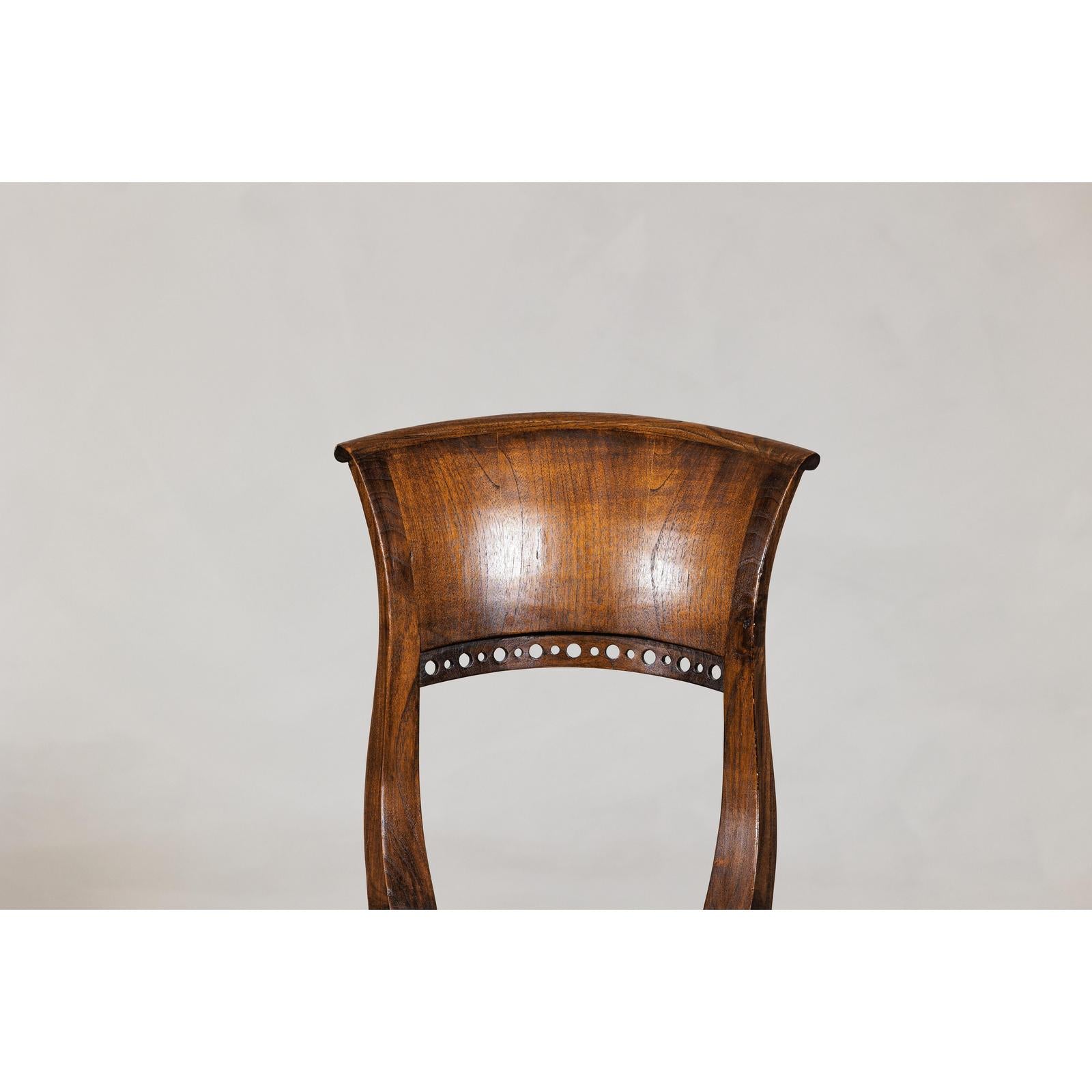 Vintage Sculptural Teak Wood Side Chair with Pierced Back Detail-6. Asian &amp; Chinese Furniture, Art, Antiques, Vintage Home Décor for sale at FEA Home