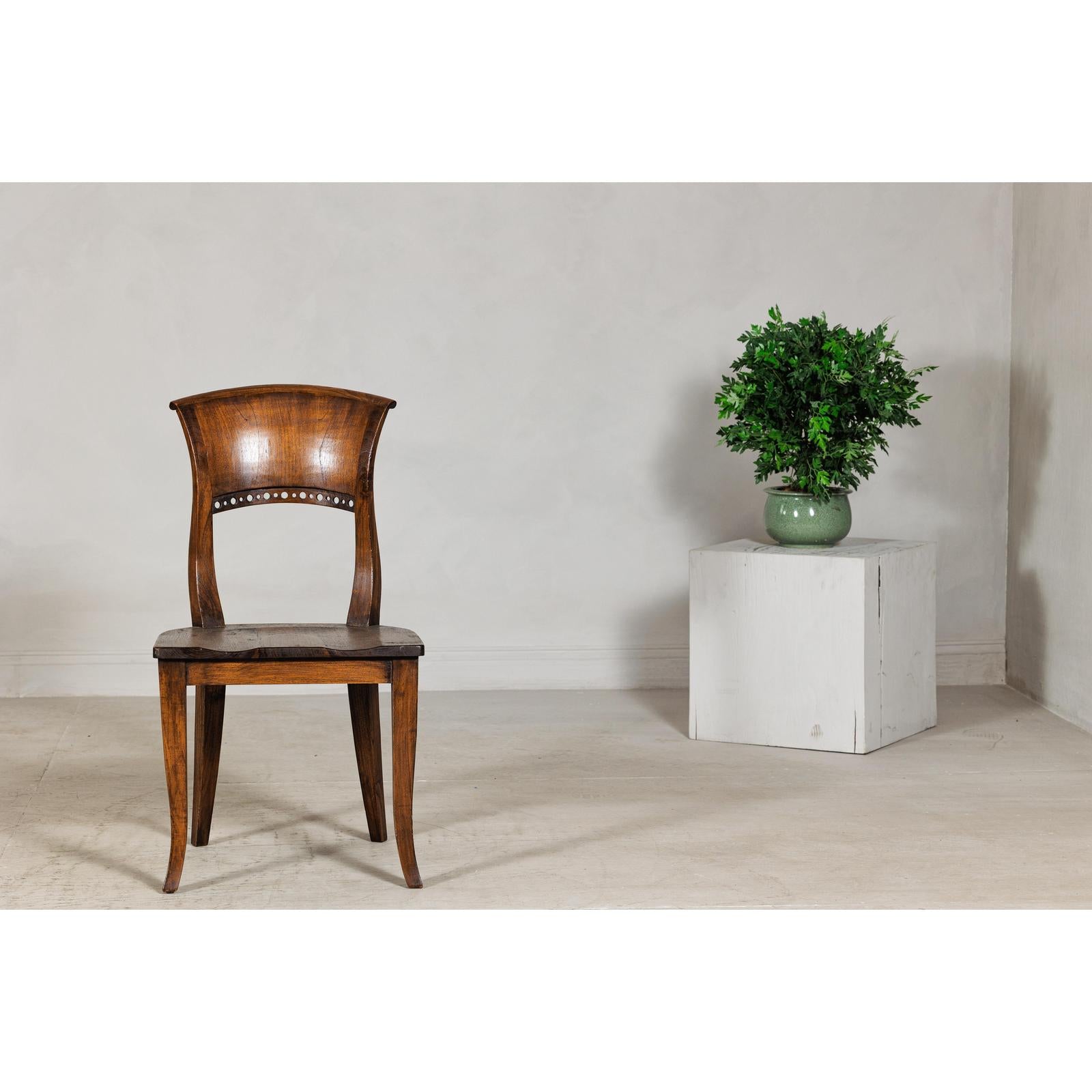 Vintage Sculptural Teak Wood Side Chair with Pierced Back Detail-7. Asian &amp; Chinese Furniture, Art, Antiques, Vintage Home Décor for sale at FEA Home