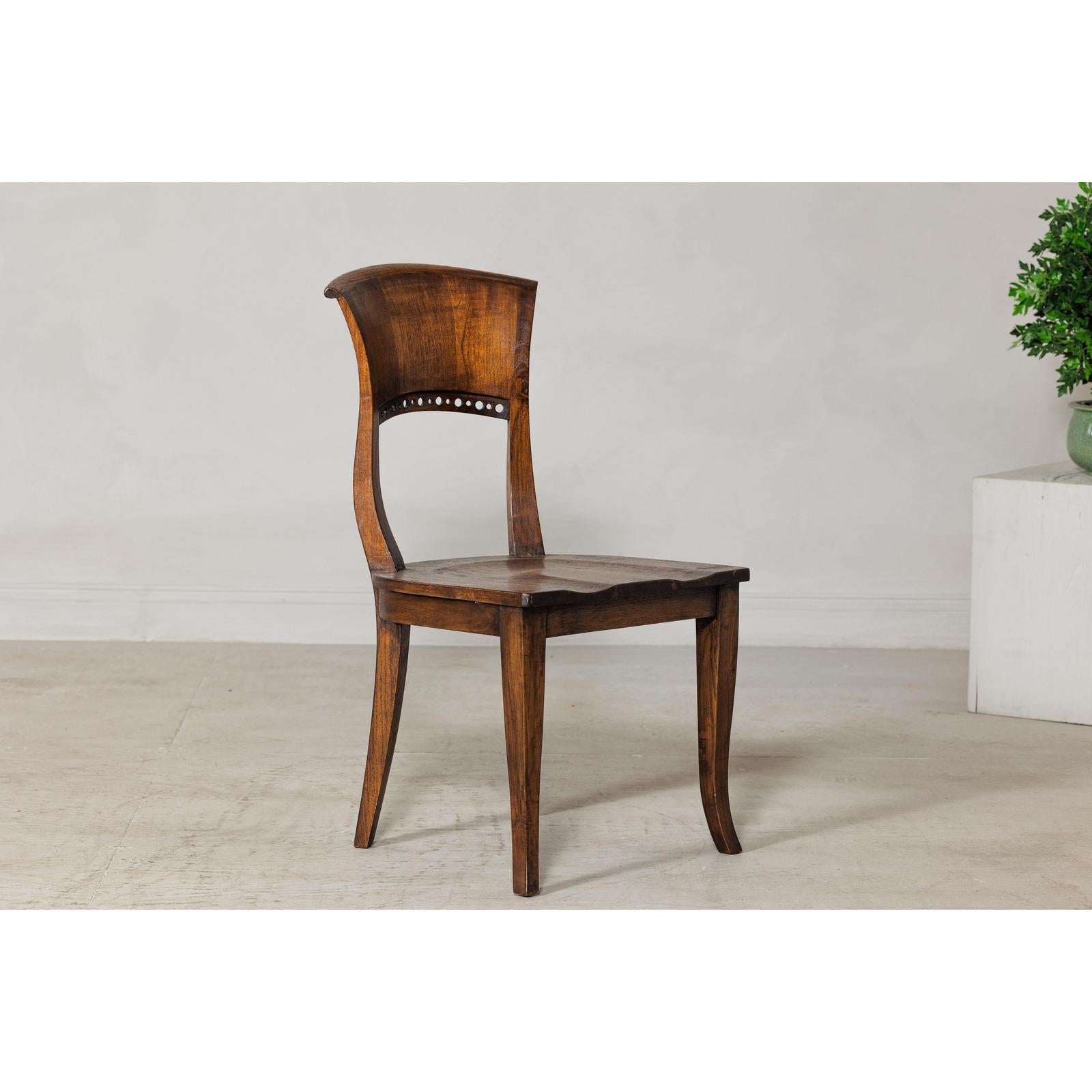 Vintage Sculptural Teak Wood Side Chair with Pierced Back Detail-8. Asian &amp; Chinese Furniture, Art, Antiques, Vintage Home Décor for sale at FEA Home