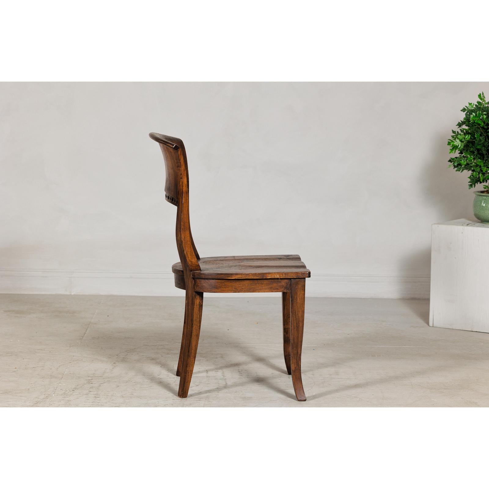 Vintage Sculptural Teak Wood Side Chair with Pierced Back Detail-9. Asian &amp; Chinese Furniture, Art, Antiques, Vintage Home Décor for sale at FEA Home