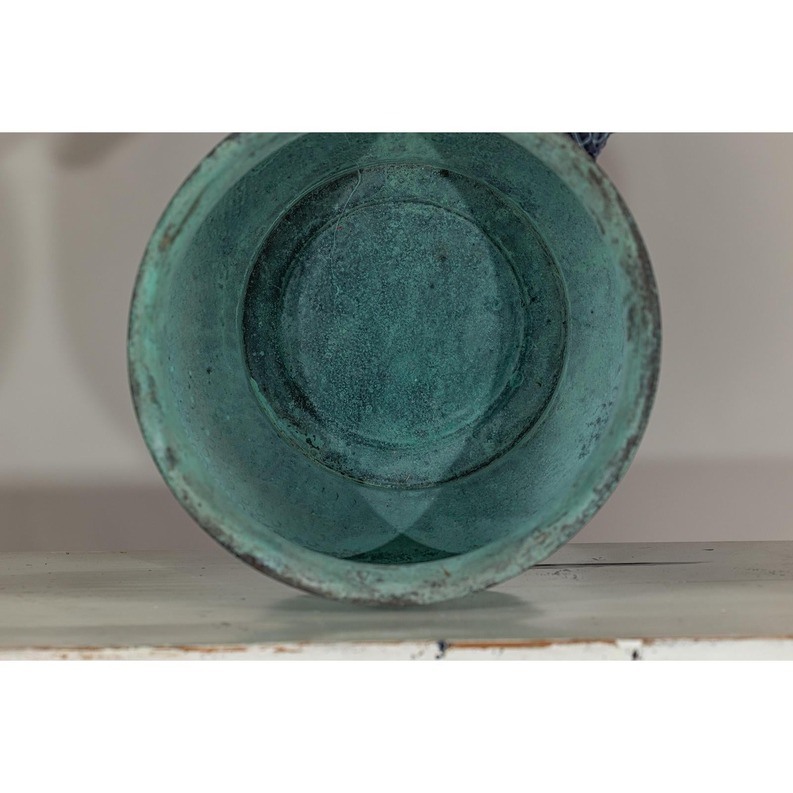 Vintage Set of Three Copper Cache Pots with Verdigris Patina-16. Asian &amp; Chinese Furniture, Art, Antiques, Vintage Home Décor for sale at FEA Home